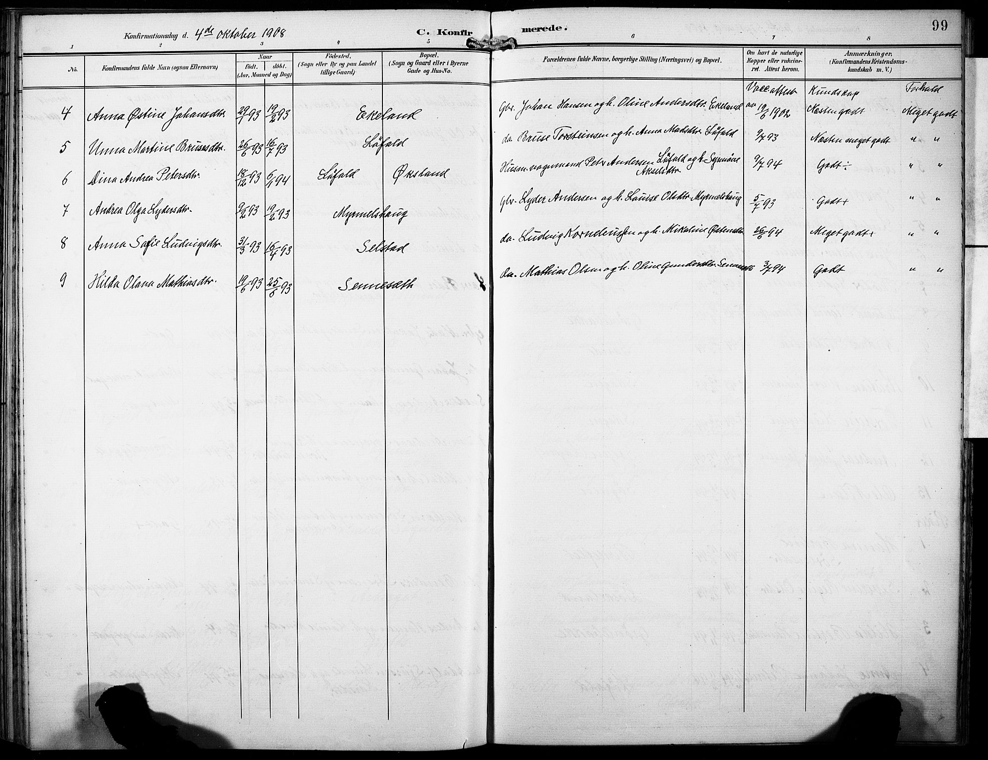 Gaular sokneprestembete, AV/SAB-A-80001/H/Haa: Parish register (official) no. B 2, 1898-1911, p. 99