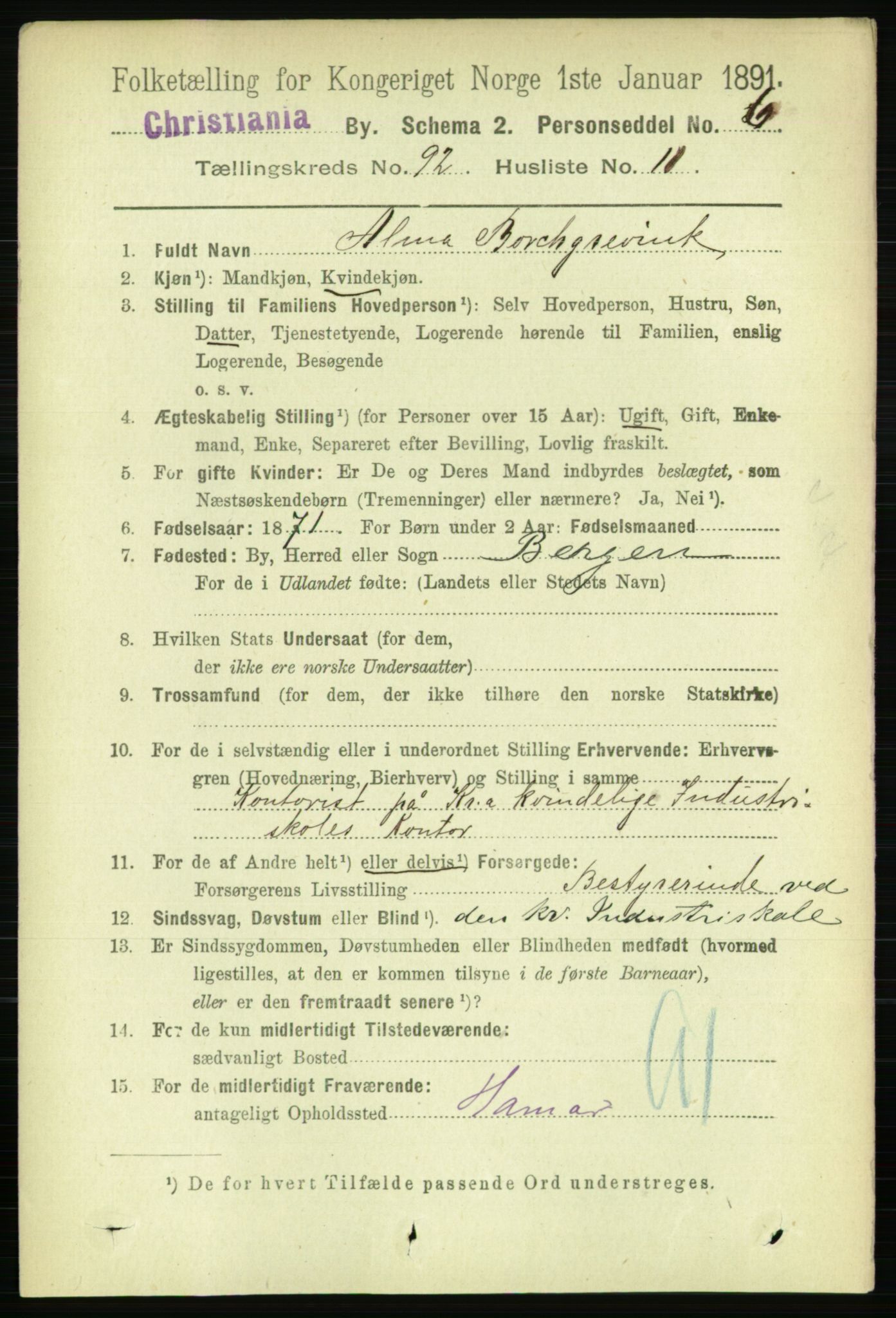 RA, 1891 census for 0301 Kristiania, 1891, p. 45416