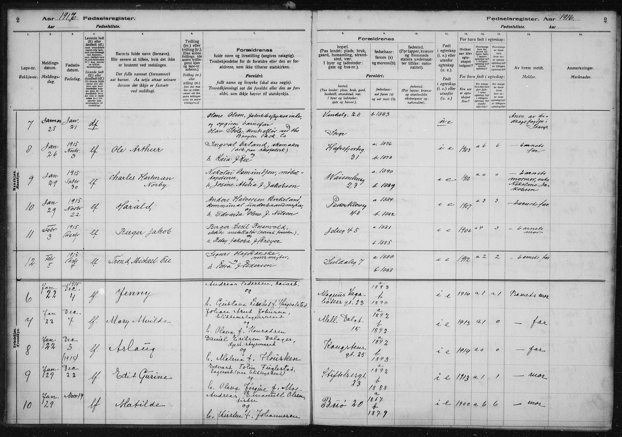 St. Petri sokneprestkontor, SAST/A-101813/002/A/L0001: Birth register no. 1, 1916-1922, p. 2