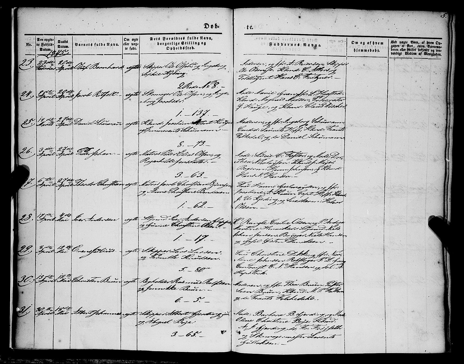 Nykirken Sokneprestembete, AV/SAB-A-77101/H/Haa/L0014: Parish register (official) no. B 1, 1844-1858, p. 5