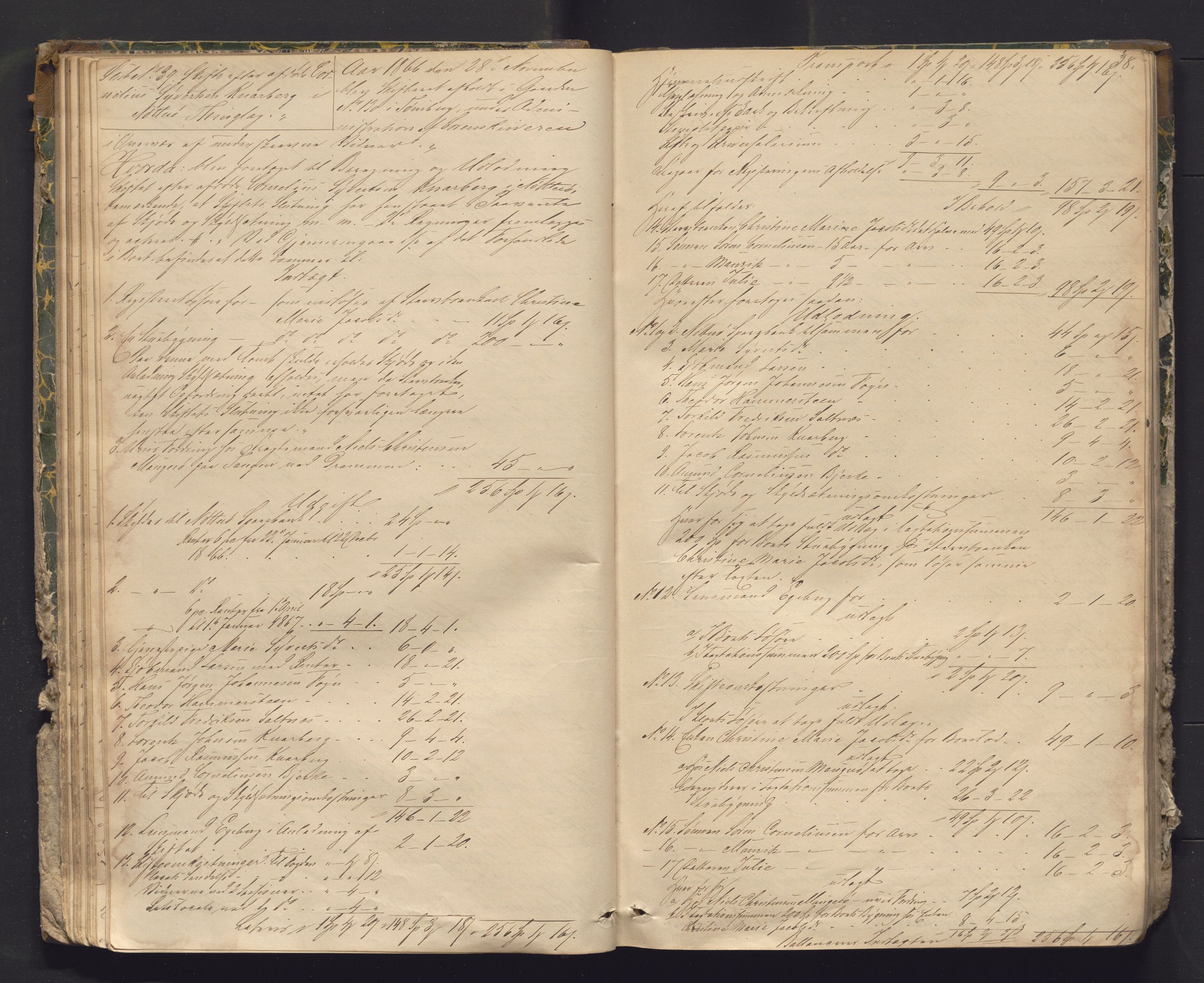 Søndre Jarlsberg sorenskriveri, AV/SAKO-A-129/H/Hb/Hbd/L0006: Skifteutlodningsprotokoll, 1865-1872, p. 37b-38a