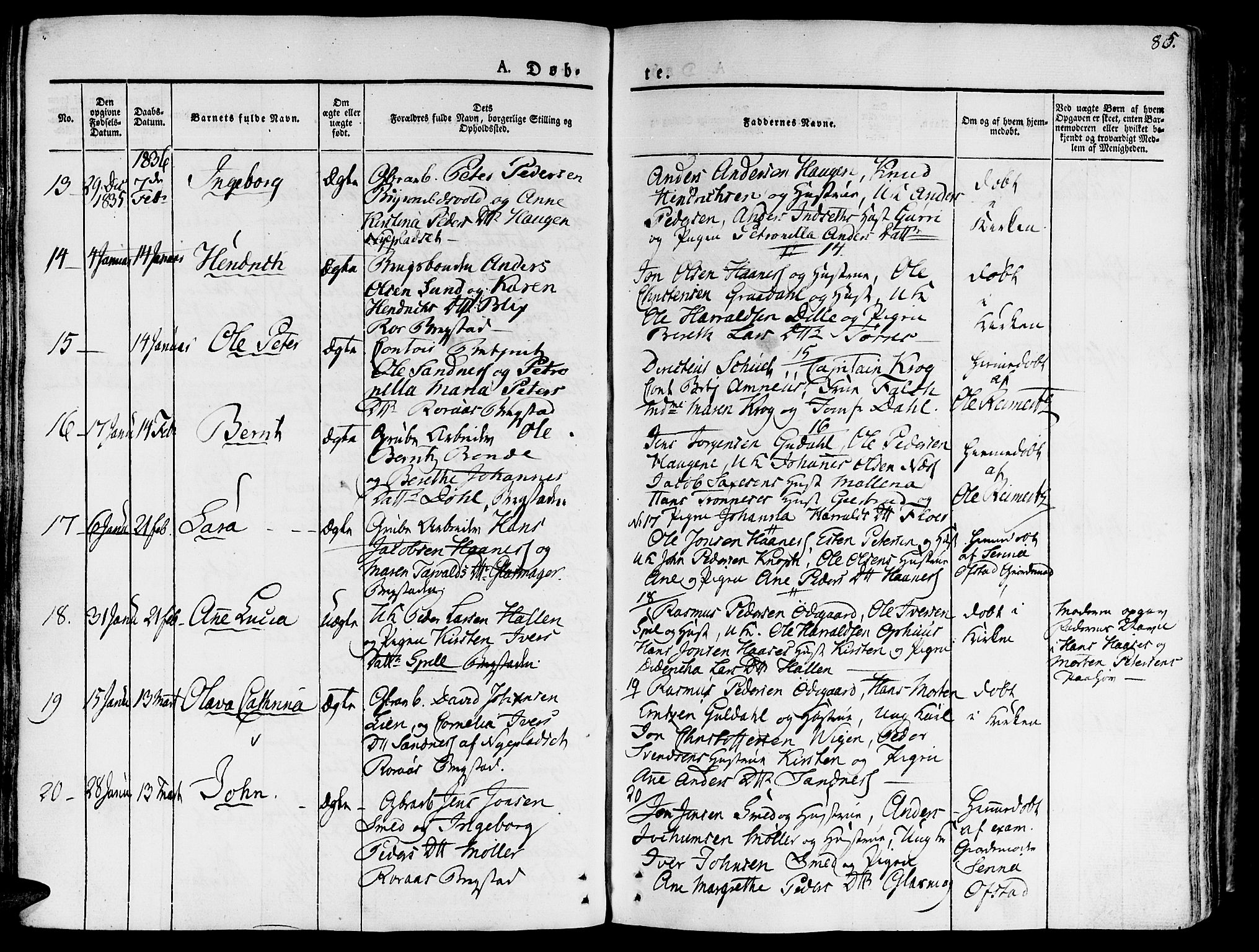 Ministerialprotokoller, klokkerbøker og fødselsregistre - Sør-Trøndelag, AV/SAT-A-1456/681/L0930: Parish register (official) no. 681A08, 1829-1844, p. 85