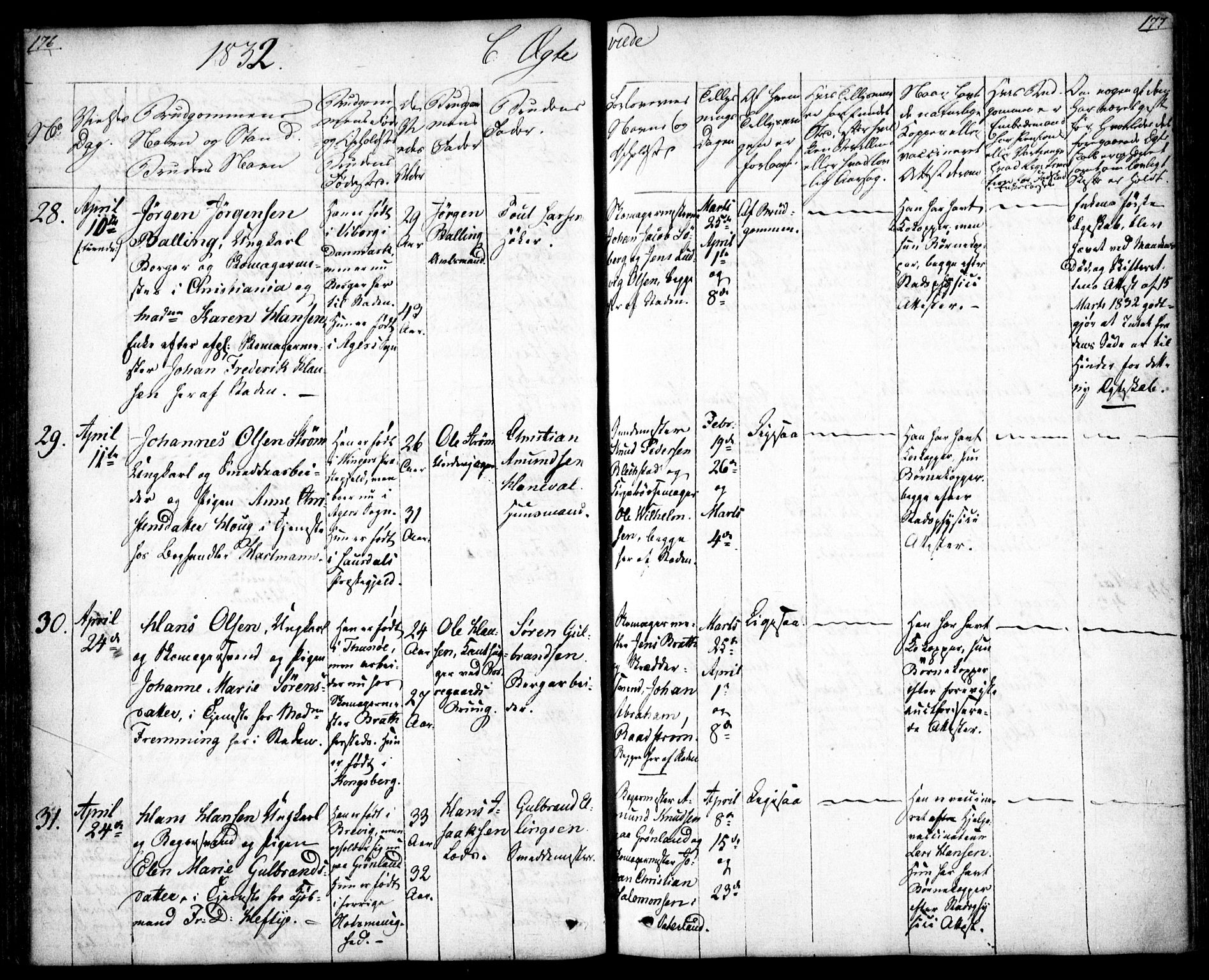 Oslo domkirke Kirkebøker, SAO/A-10752/F/Fa/L0019: Parish register (official) no. 19, 1828-1847, p. 176-177
