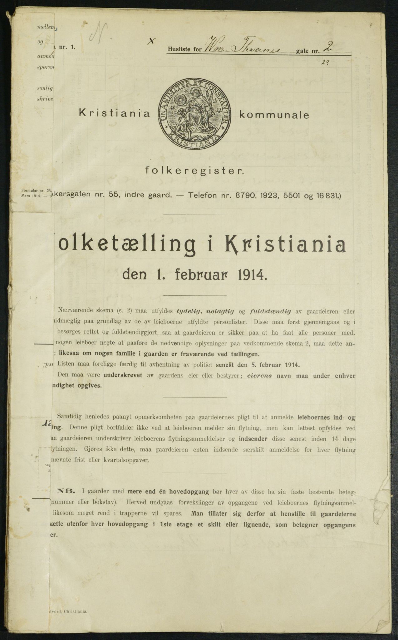 OBA, Municipal Census 1914 for Kristiania, 1914, p. 127283