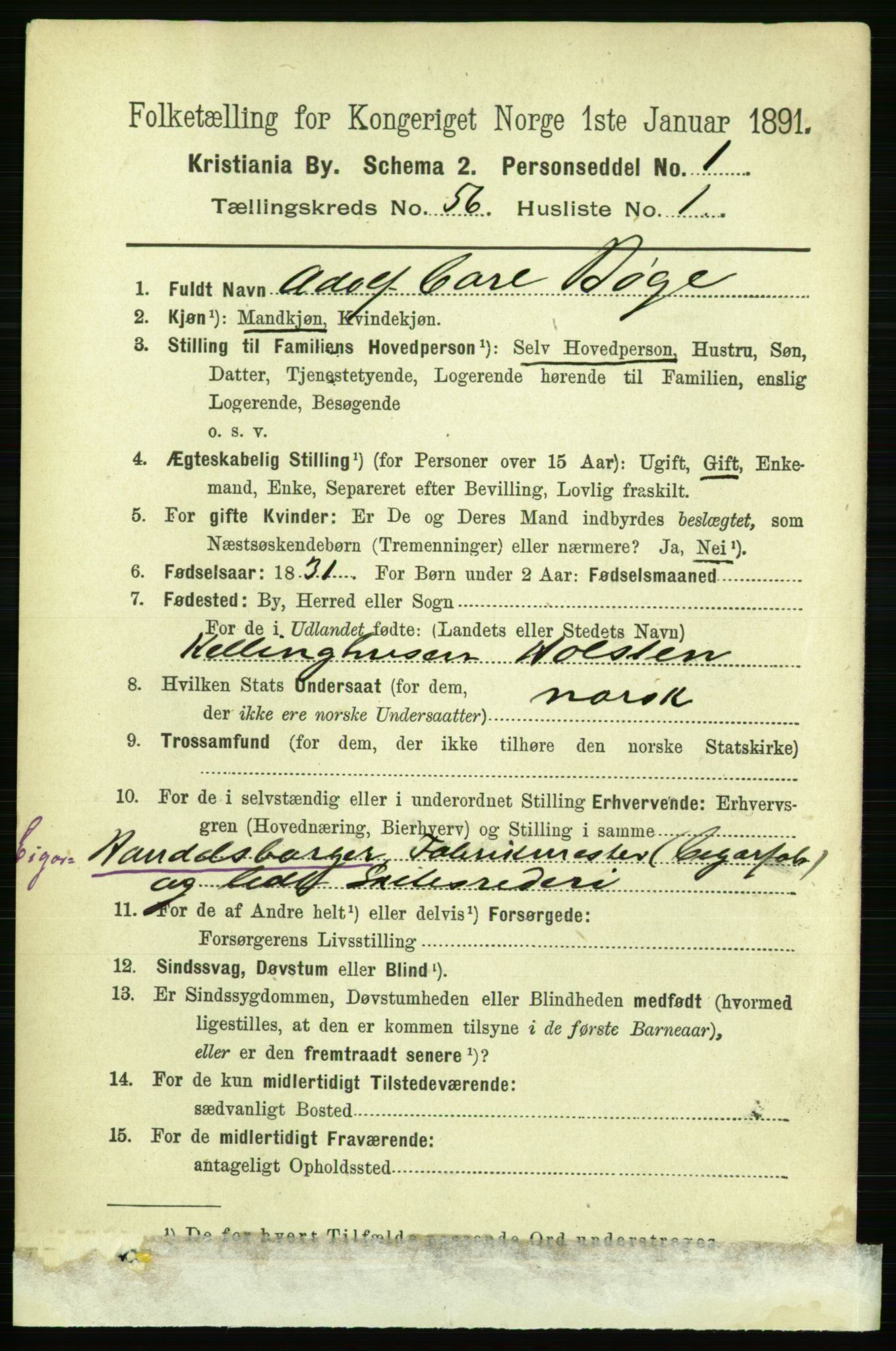 RA, 1891 census for 0301 Kristiania, 1891, p. 30221