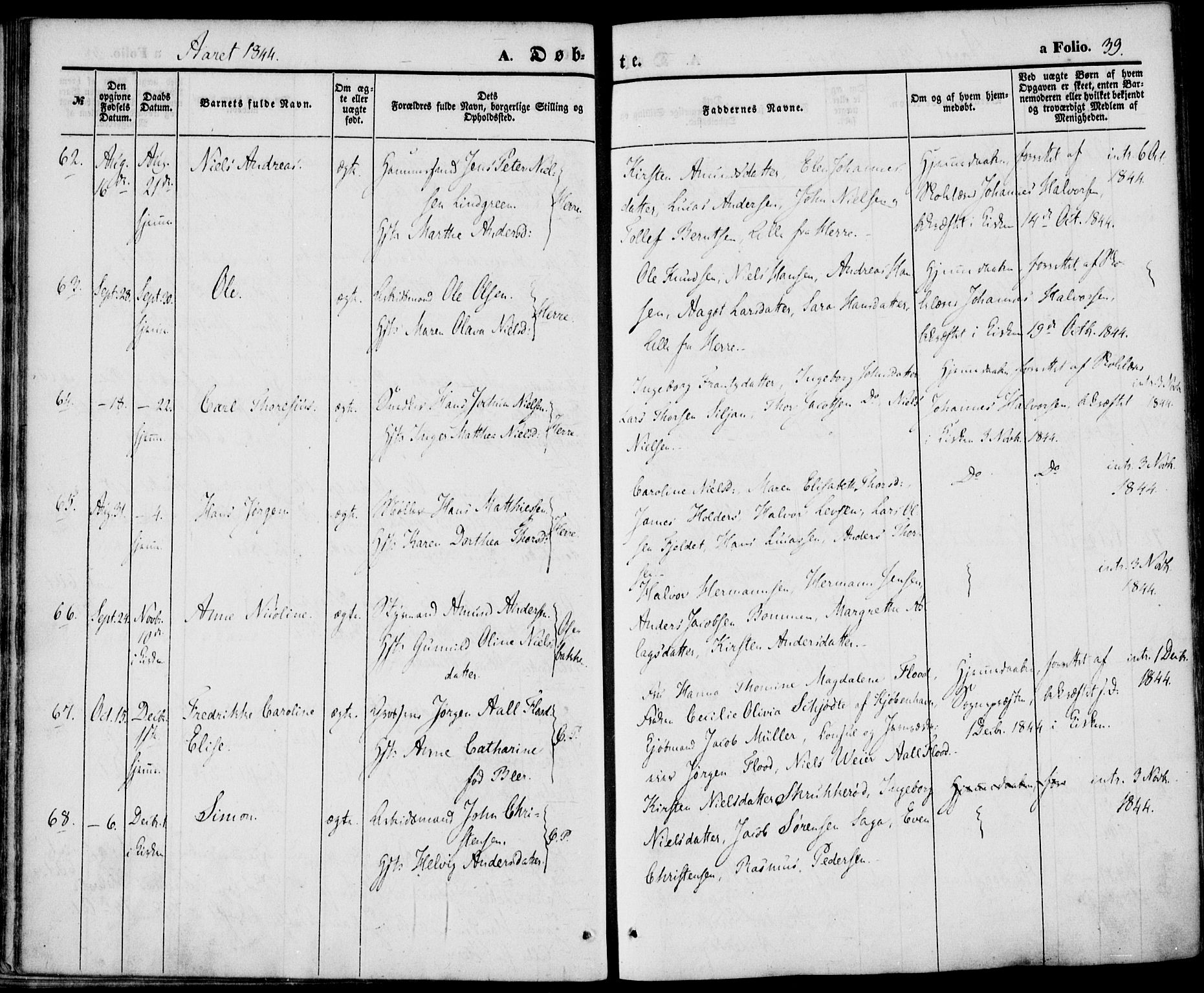 Porsgrunn kirkebøker , SAKO/A-104/F/Fa/L0006: Parish register (official) no. 6, 1841-1857, p. 39