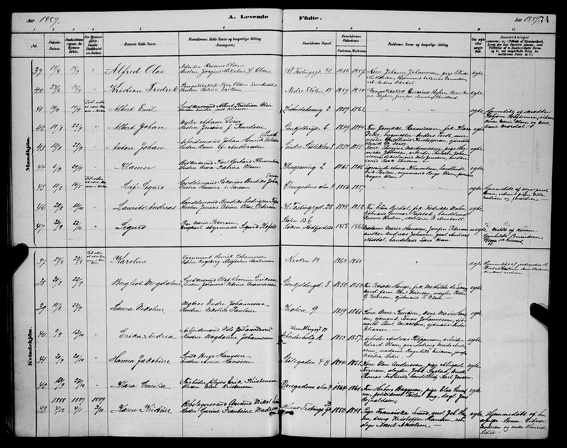 Mariakirken Sokneprestembete, AV/SAB-A-76901/H/Hab/L0004: Parish register (copy) no. A 4, 1878-1892, p. 74