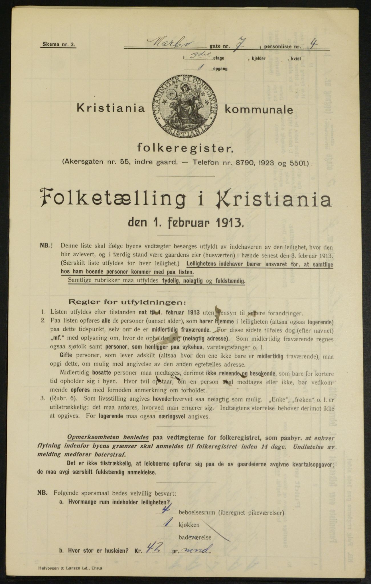 OBA, Municipal Census 1913 for Kristiania, 1913, p. 60215