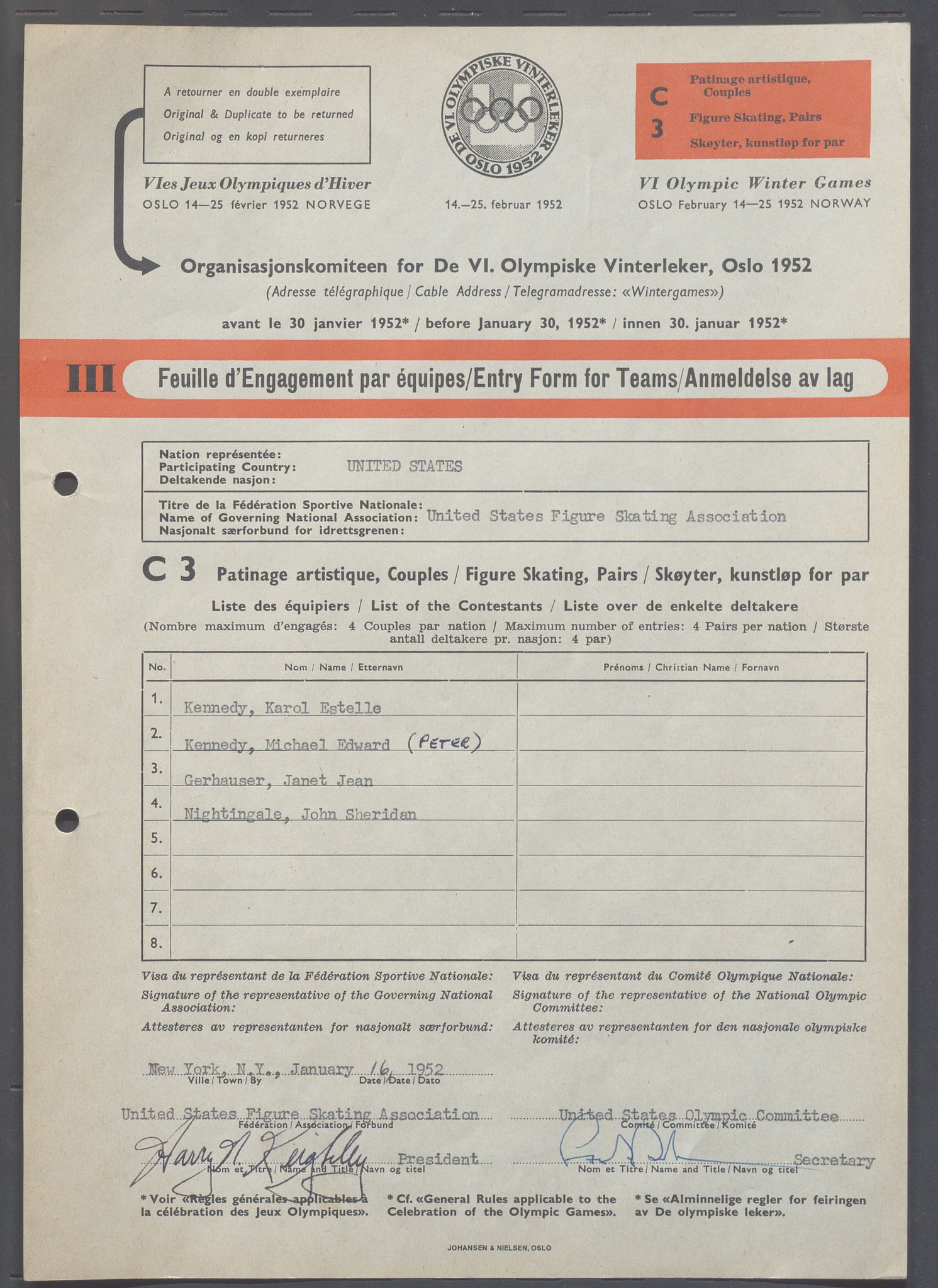 Organisasjonskomiteen for de VI. olympiske vinterleker, OBA/A-20130/H/Ha, 1951-1952, p. 1345