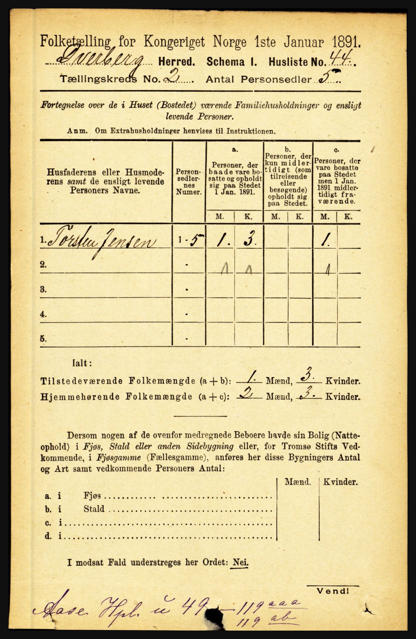 RA, 1891 census for 1872 Dverberg, 1891, p. 621