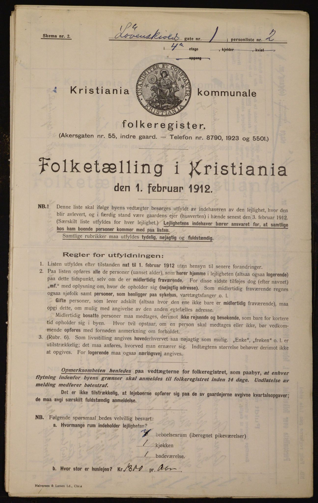 OBA, Municipal Census 1912 for Kristiania, 1912, p. 59152