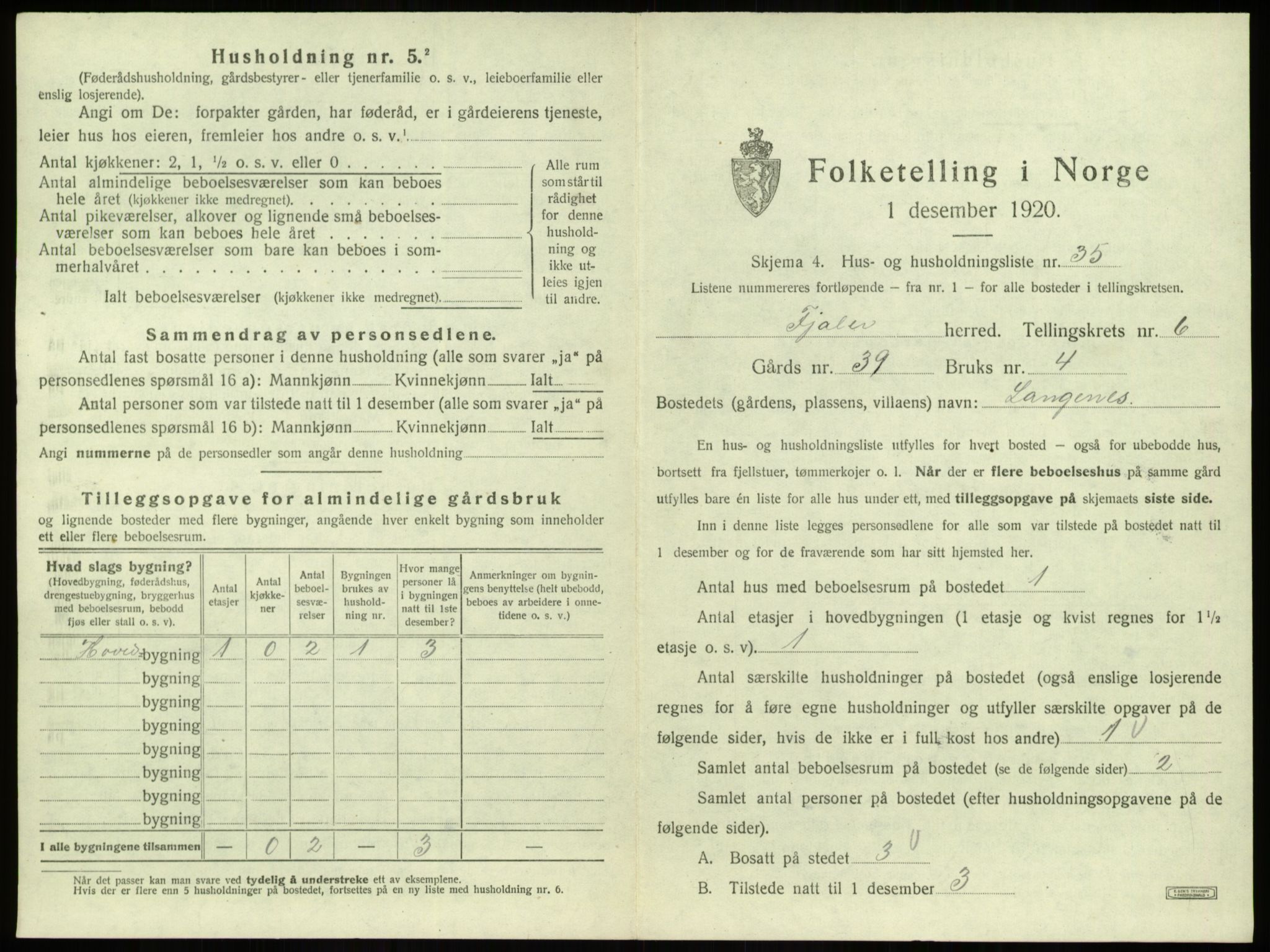 SAB, 1920 census for Fjaler, 1920, p. 563