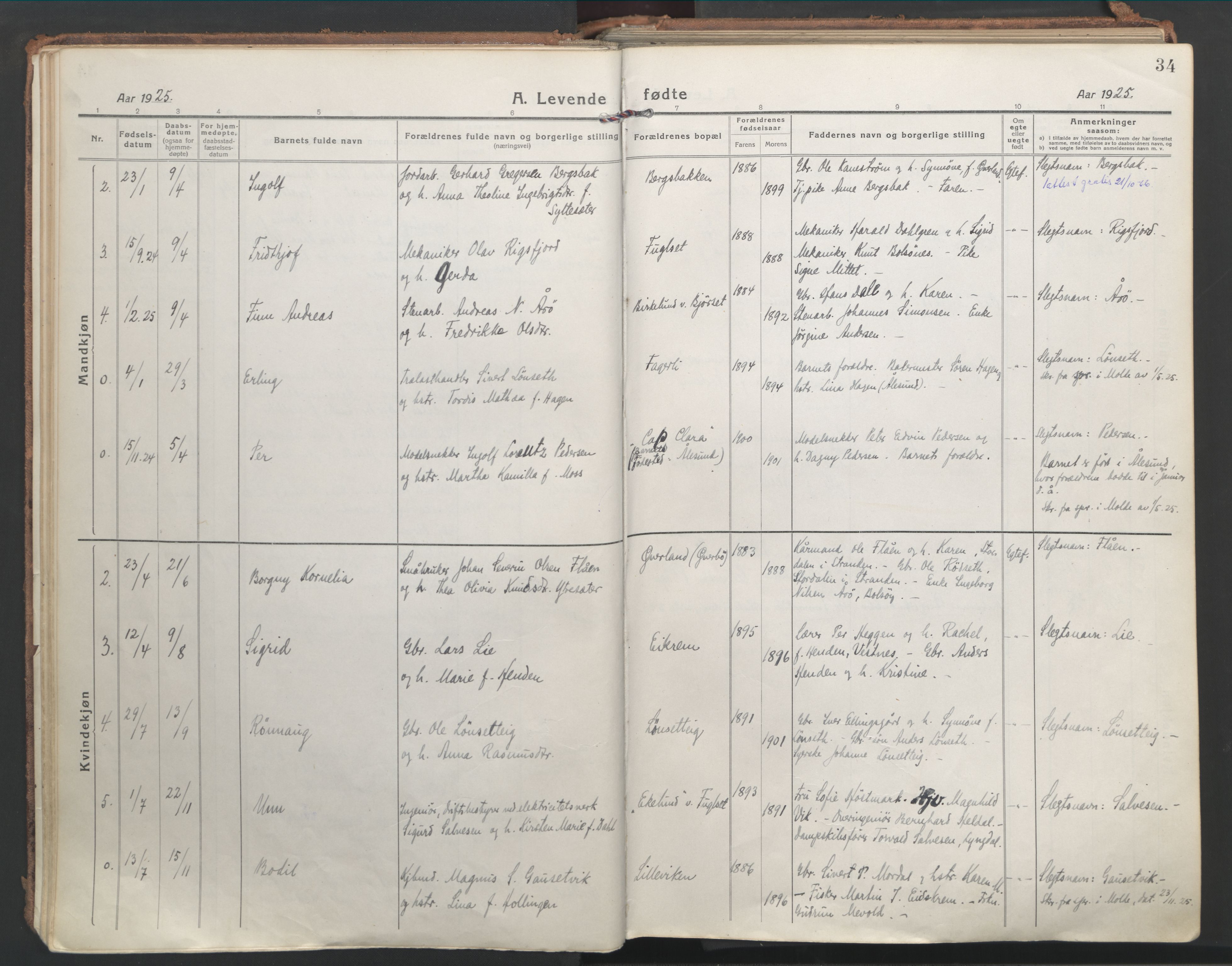 Ministerialprotokoller, klokkerbøker og fødselsregistre - Møre og Romsdal, AV/SAT-A-1454/555/L0659: Parish register (official) no. 555A10, 1917-1971, p. 34