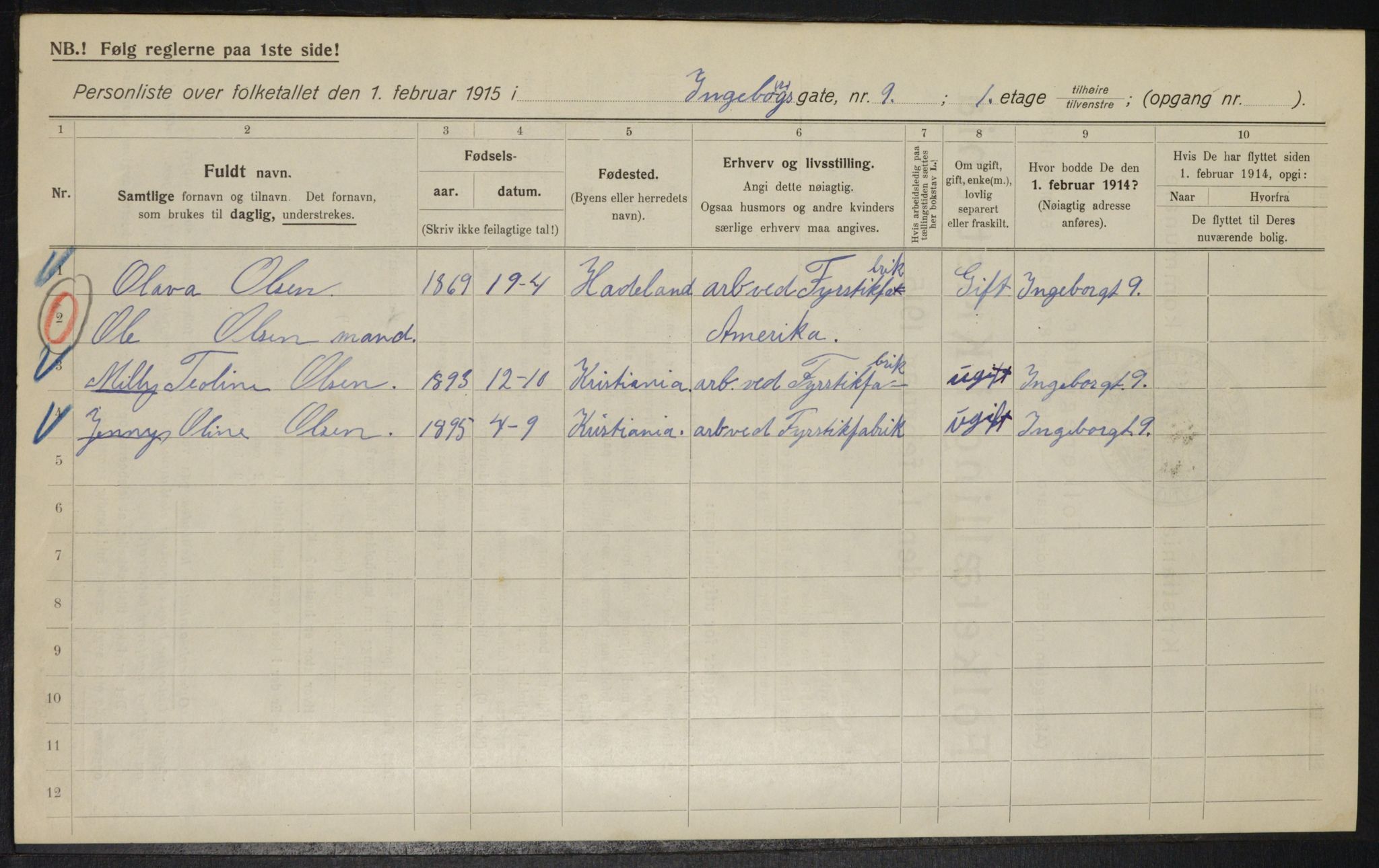 OBA, Municipal Census 1915 for Kristiania, 1915, p. 43293