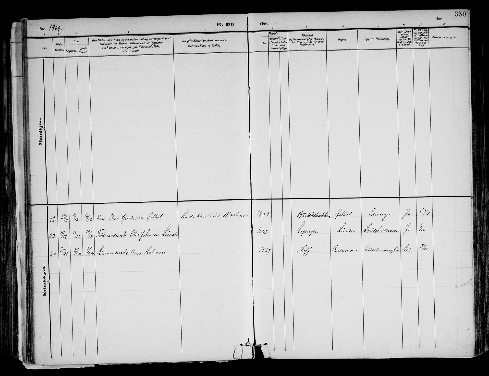 Brandval prestekontor, AV/SAH-PREST-034/H/Ha/Haa/L0003: Parish register (official) no. 3, 1894-1909, p. 350