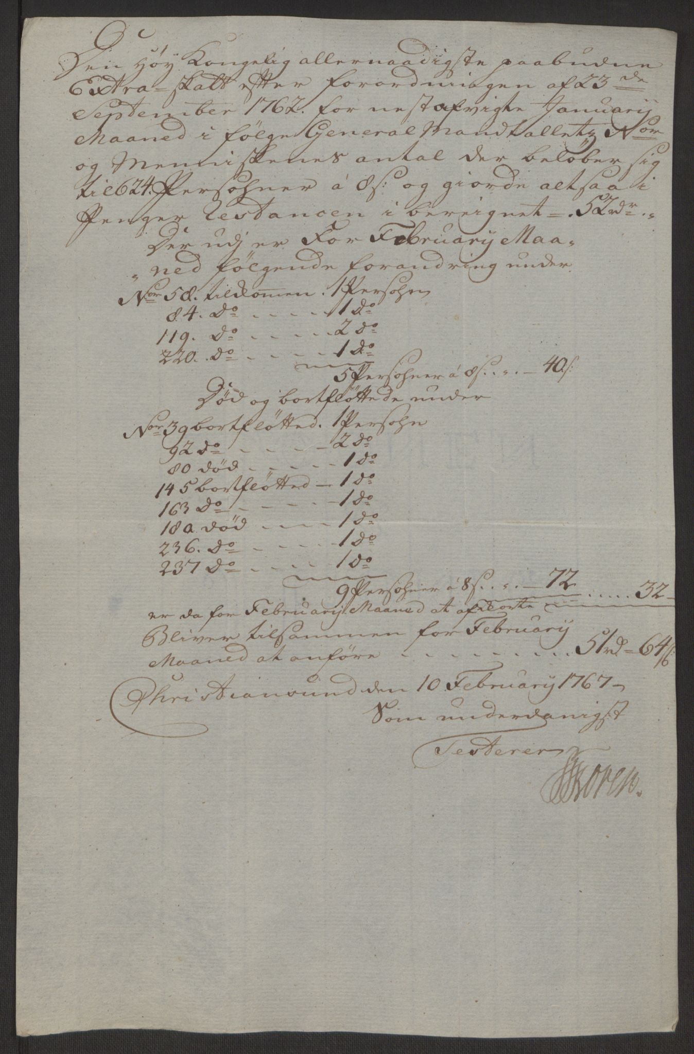 Rentekammeret inntil 1814, Reviderte regnskaper, Byregnskaper, AV/RA-EA-4066/R/Rr/L0495/0004: [R1] Kontribusjonsregnskap / Ekstraskatt, 1762-1772, p. 152