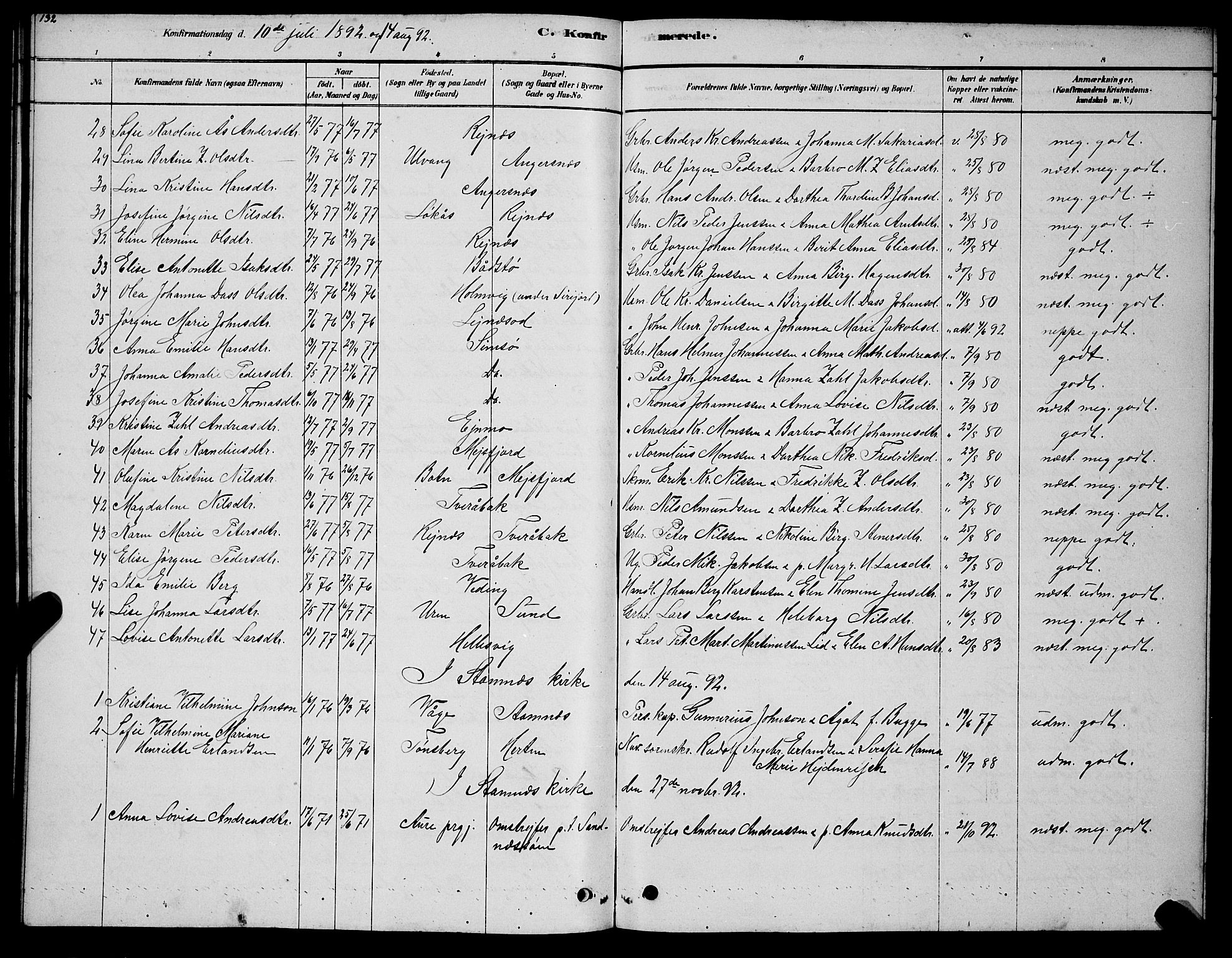 Ministerialprotokoller, klokkerbøker og fødselsregistre - Nordland, AV/SAT-A-1459/831/L0477: Parish register (copy) no. 831C04, 1878-1897, p. 132