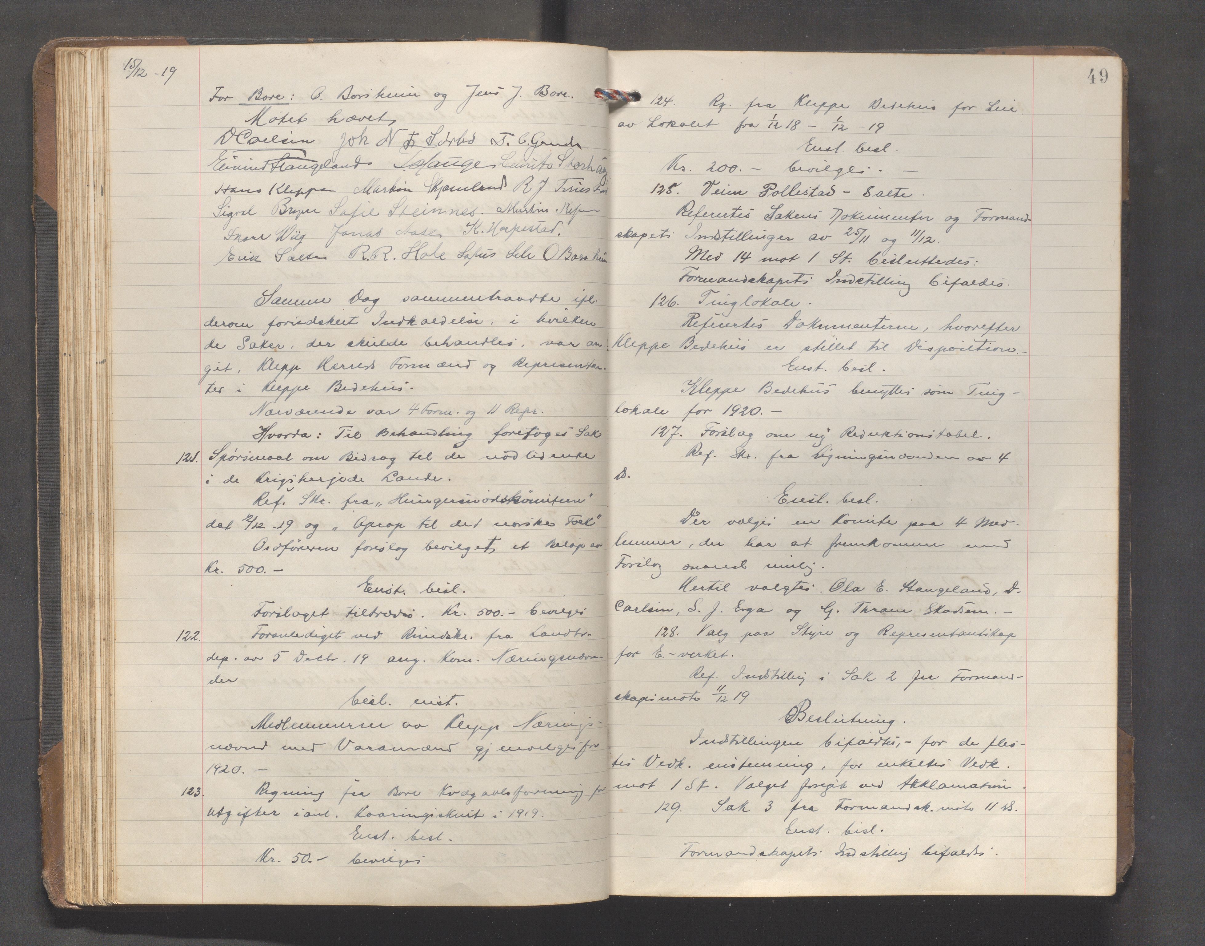 Klepp kommune - Formannskapet, IKAR/K-100277/A/L0007: Møtebok, 1918-1924, p. 49