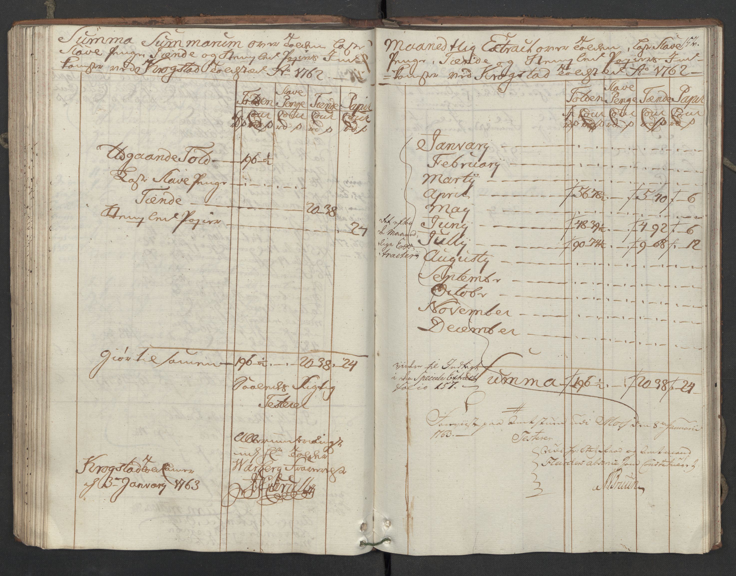 Generaltollkammeret, tollregnskaper, AV/RA-EA-5490/R05/L0039/0001: Tollregnskaper Moss, Son, Krokstad / Utgående hovedtollbok, 1762, p. 151b-152a