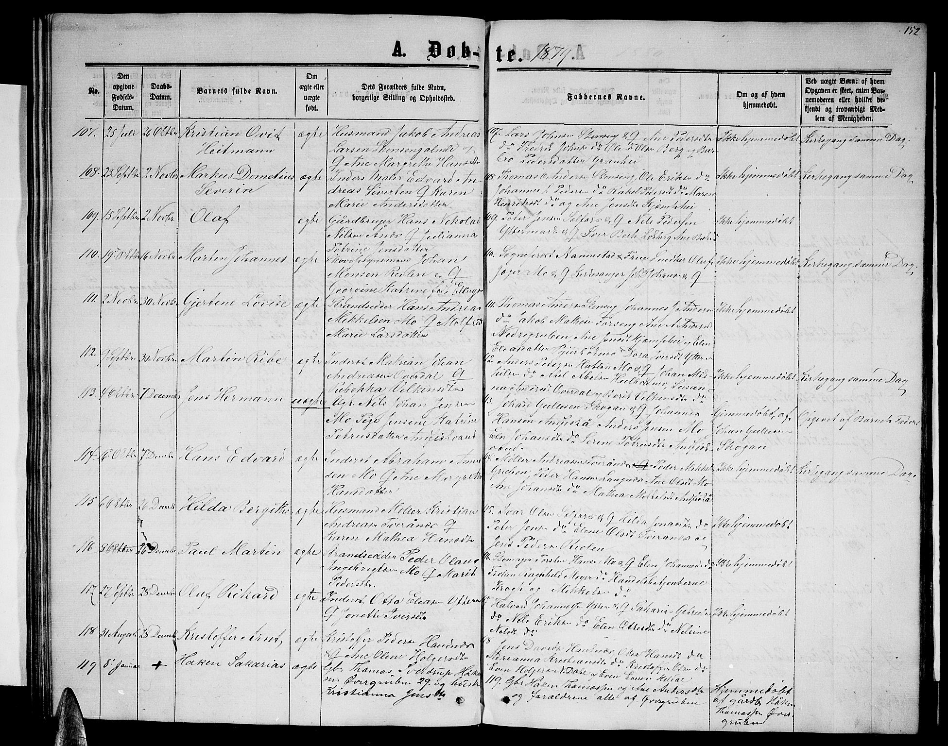Ministerialprotokoller, klokkerbøker og fødselsregistre - Nordland, SAT/A-1459/827/L0415: Parish register (copy) no. 827C04, 1864-1886, p. 152