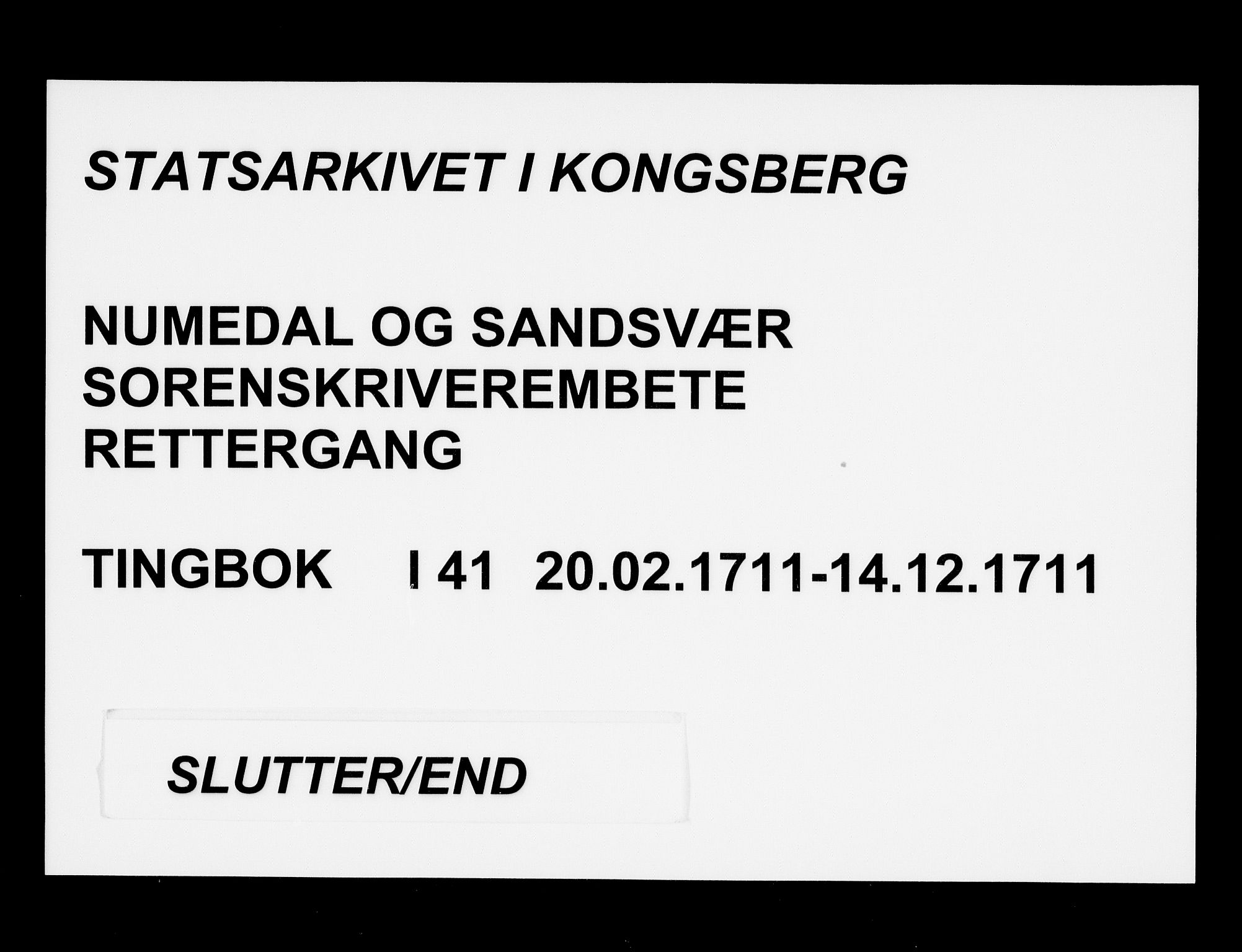 Numedal og Sandsvær sorenskriveri, AV/SAKO-A-128/F/Fa/Faa/L0041: Tingbøker, 1711