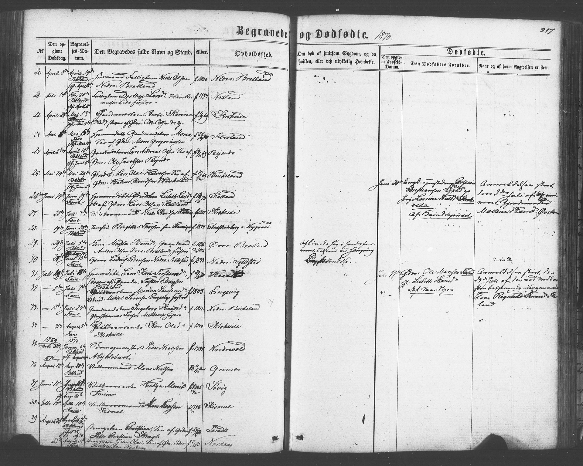 Fana Sokneprestembete, AV/SAB-A-75101/H/Haa/Haaa/L0012: Parish register (official) no. A 12, 1862-1878, p. 217