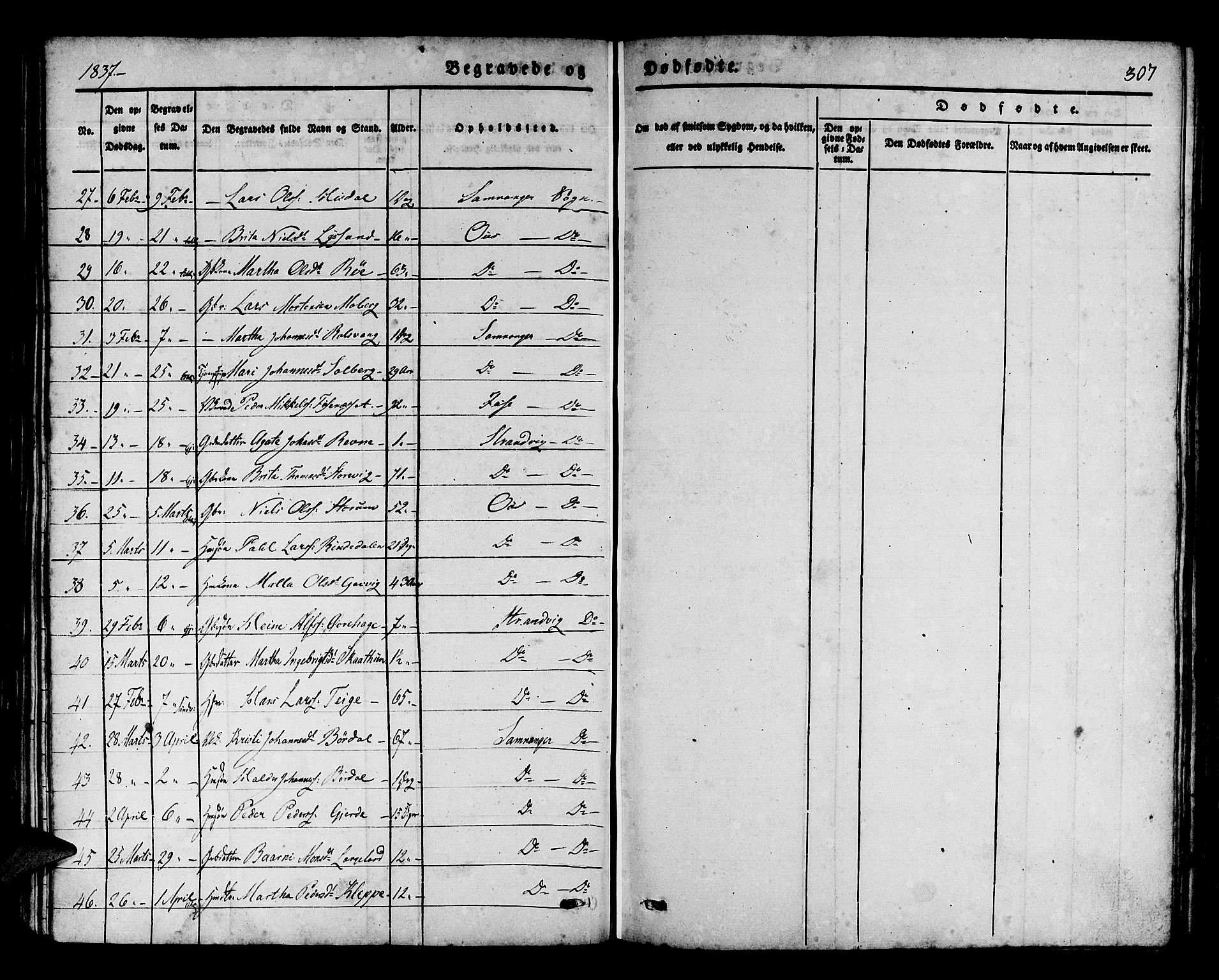 Os sokneprestembete, AV/SAB-A-99929: Parish register (official) no. A 14, 1826-1839, p. 307