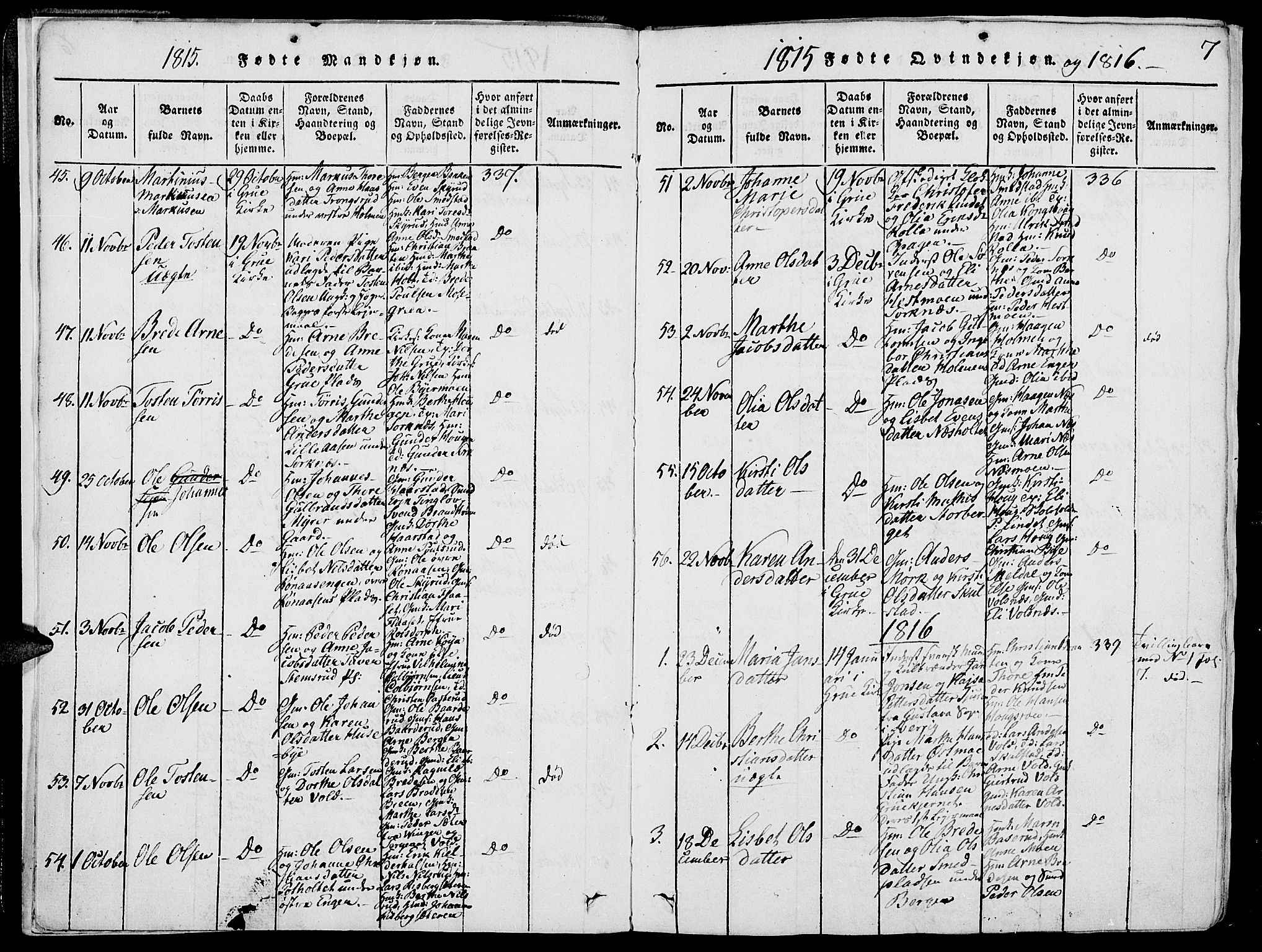 Grue prestekontor, AV/SAH-PREST-036/H/Ha/Hab/L0002: Parish register (copy) no. 2, 1815-1841, p. 7