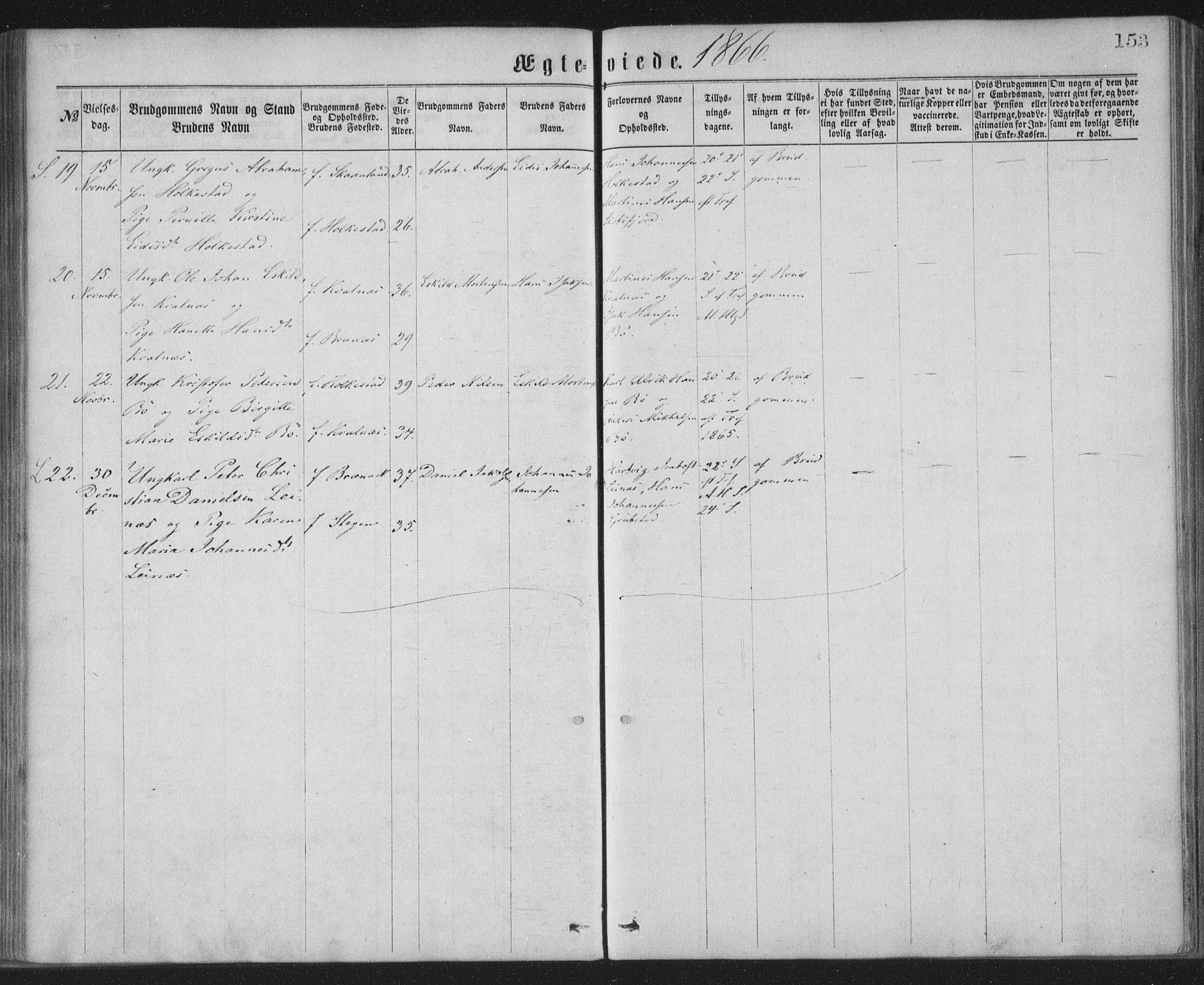 Ministerialprotokoller, klokkerbøker og fødselsregistre - Nordland, AV/SAT-A-1459/855/L0801: Parish register (official) no. 855A09, 1864-1874, p. 153