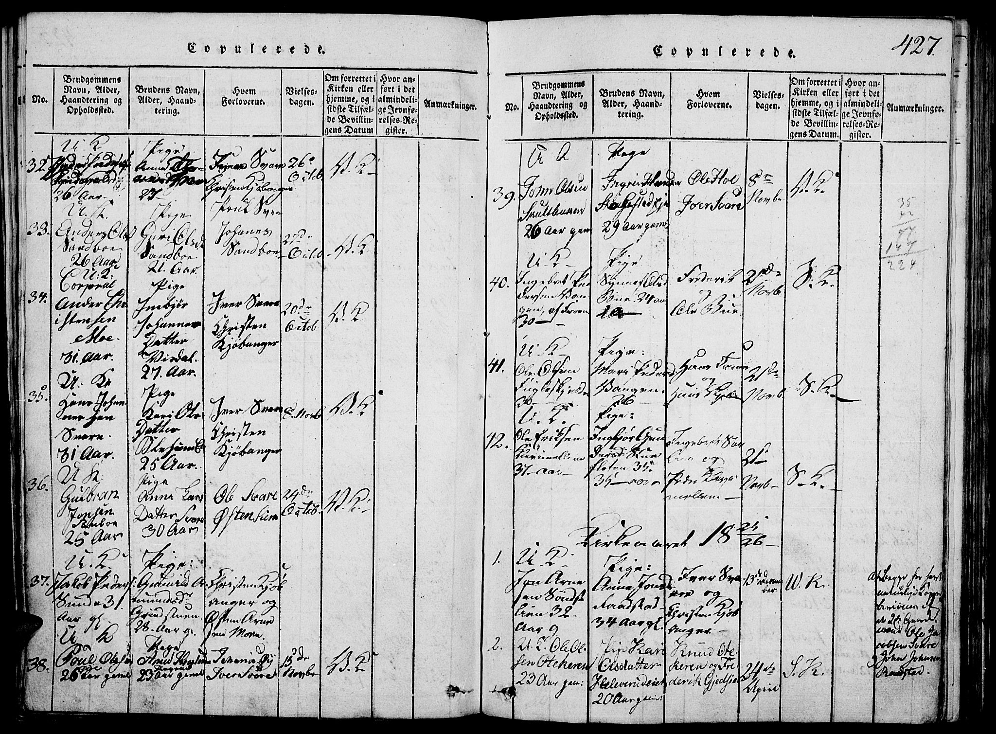 Vågå prestekontor, SAH/PREST-076/H/Ha/Hab/L0001: Parish register (copy) no. 1, 1815-1827, p. 426-427