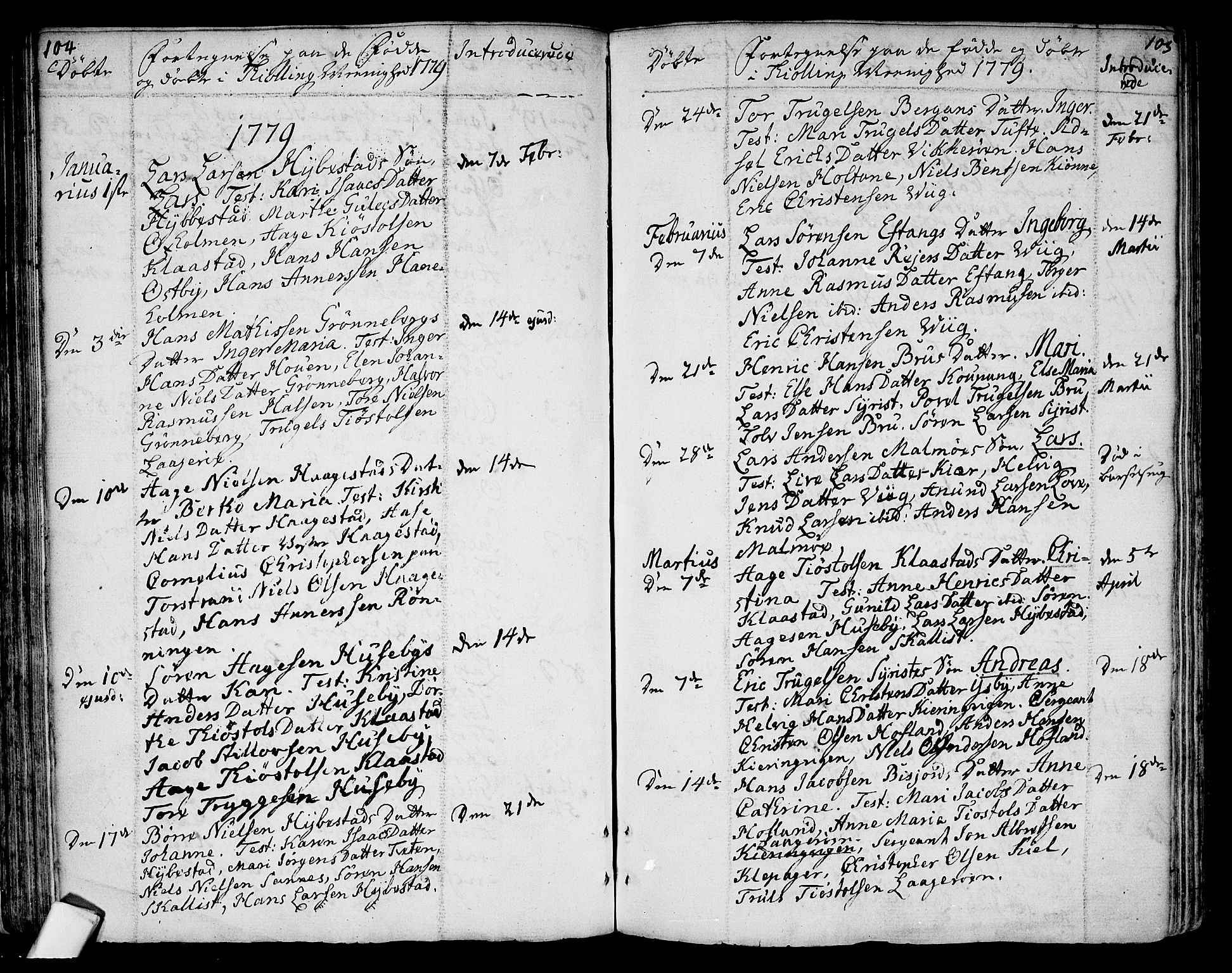 Tjølling kirkebøker, SAKO/A-60/F/Fa/L0004: Parish register (official) no. 4, 1779-1817, p. 104-105