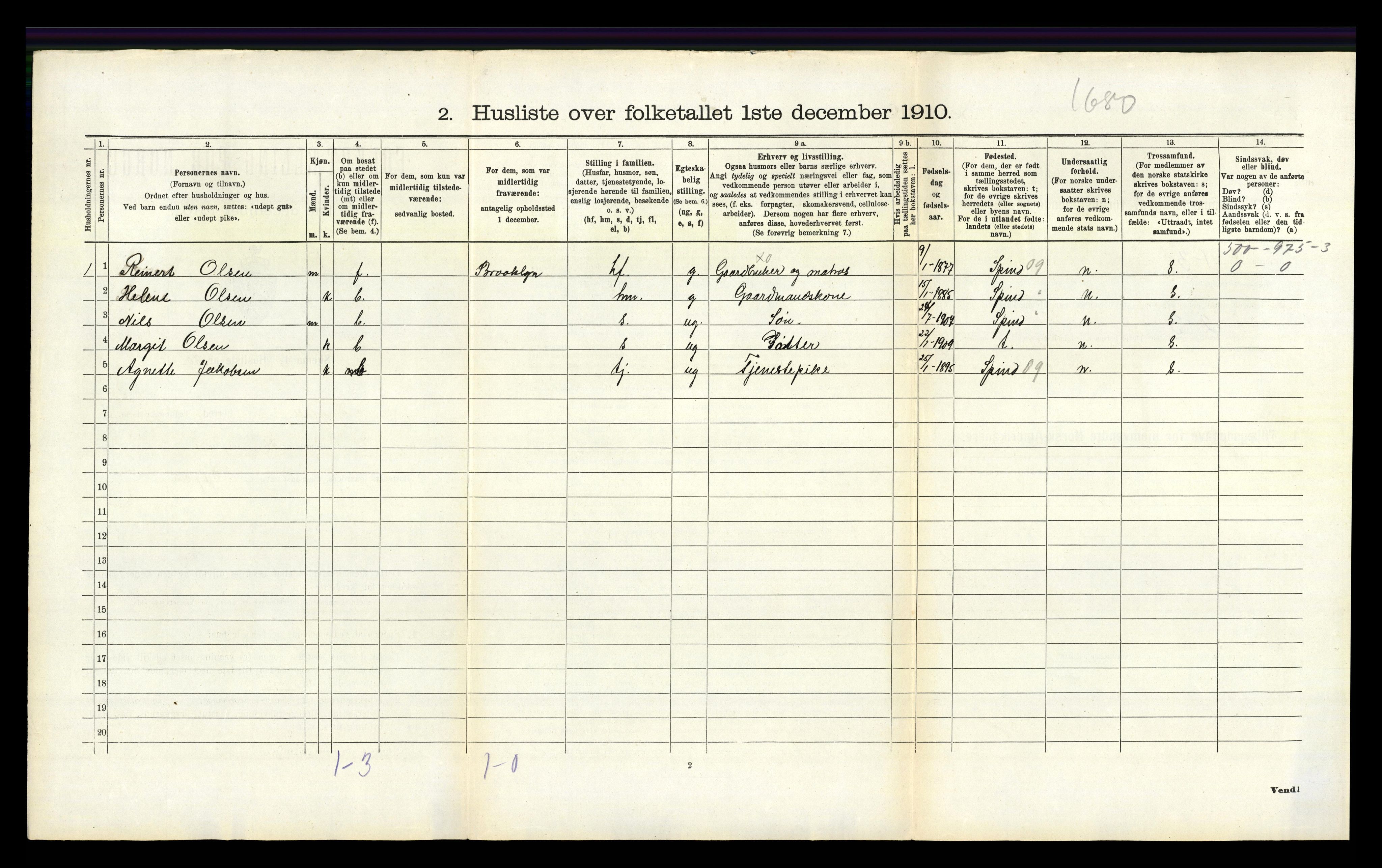 RA, 1910 census for Lyngdal, 1910, p. 191