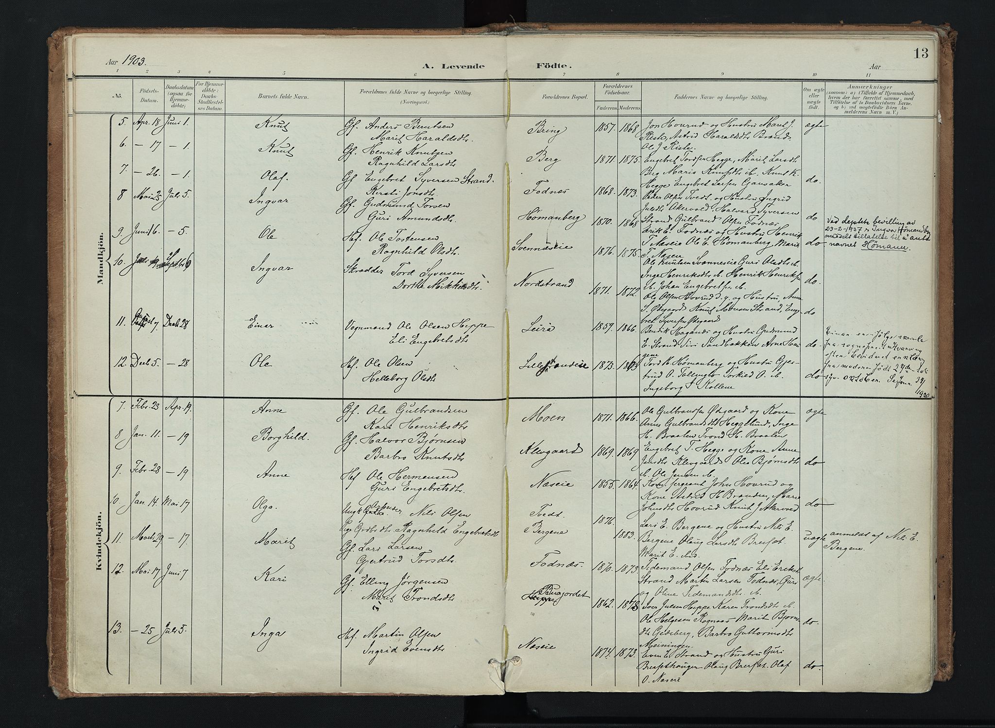 Nord-Aurdal prestekontor, SAH/PREST-132/H/Ha/Haa/L0016: Parish register (official) no. 16, 1897-1925, p. 13