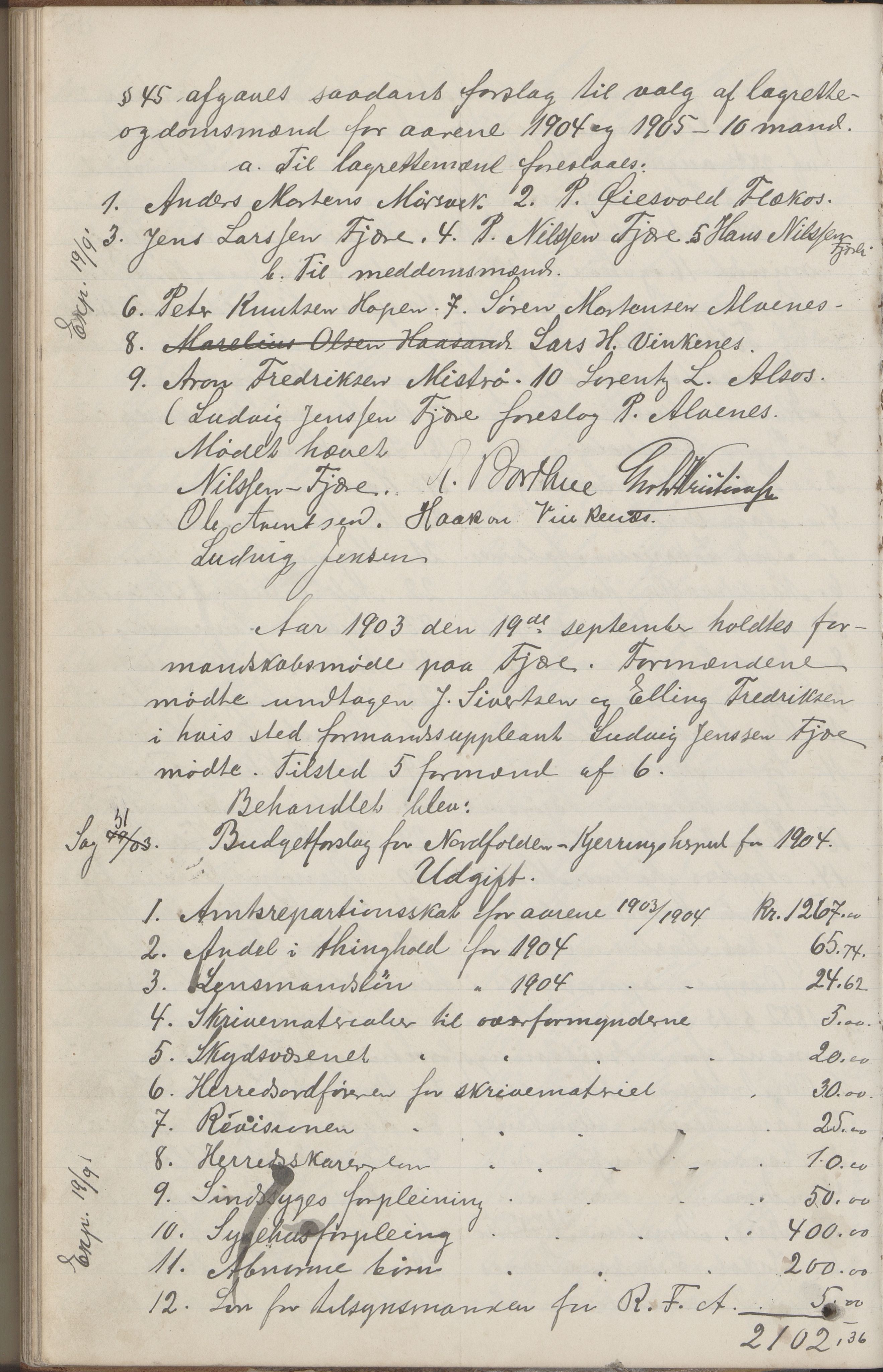 Kjerringøy kommune. Formannskapet, AIN/K-18441.150/A/Aa/L0002: Forhandlingsprotokoll Norfolden- Kjerringø formanskap, 1900-1911