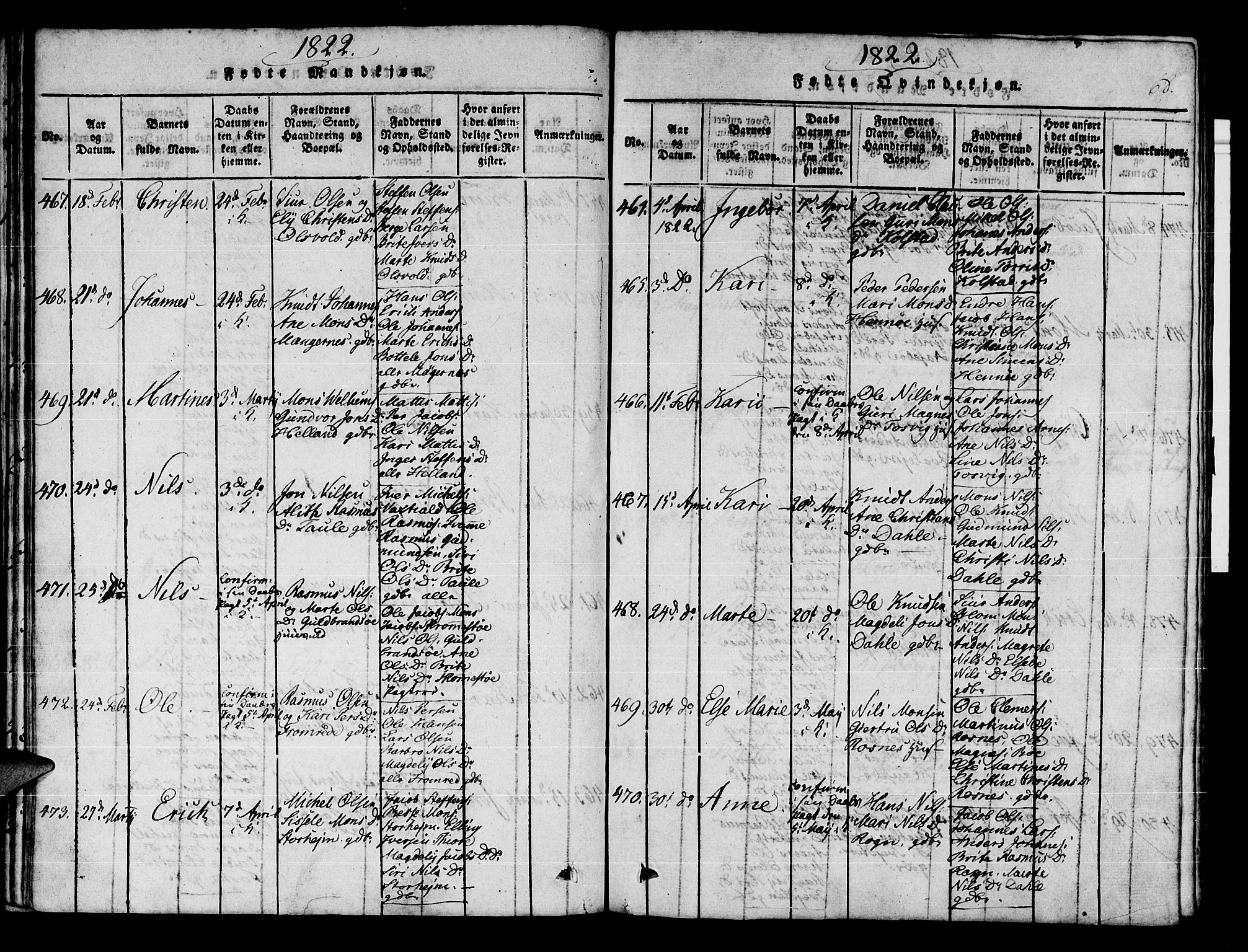 Manger sokneprestembete, AV/SAB-A-76801/H/Haa: Parish register (official) no. A 3, 1816-1824, p. 68