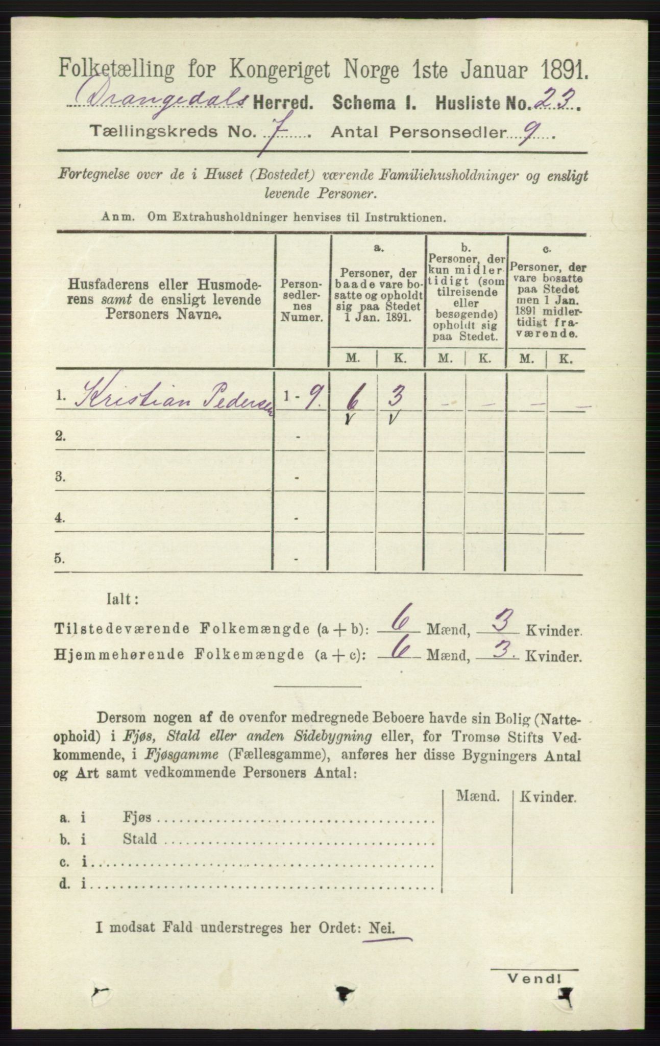 RA, 1891 census for 0817 Drangedal, 1891, p. 2390