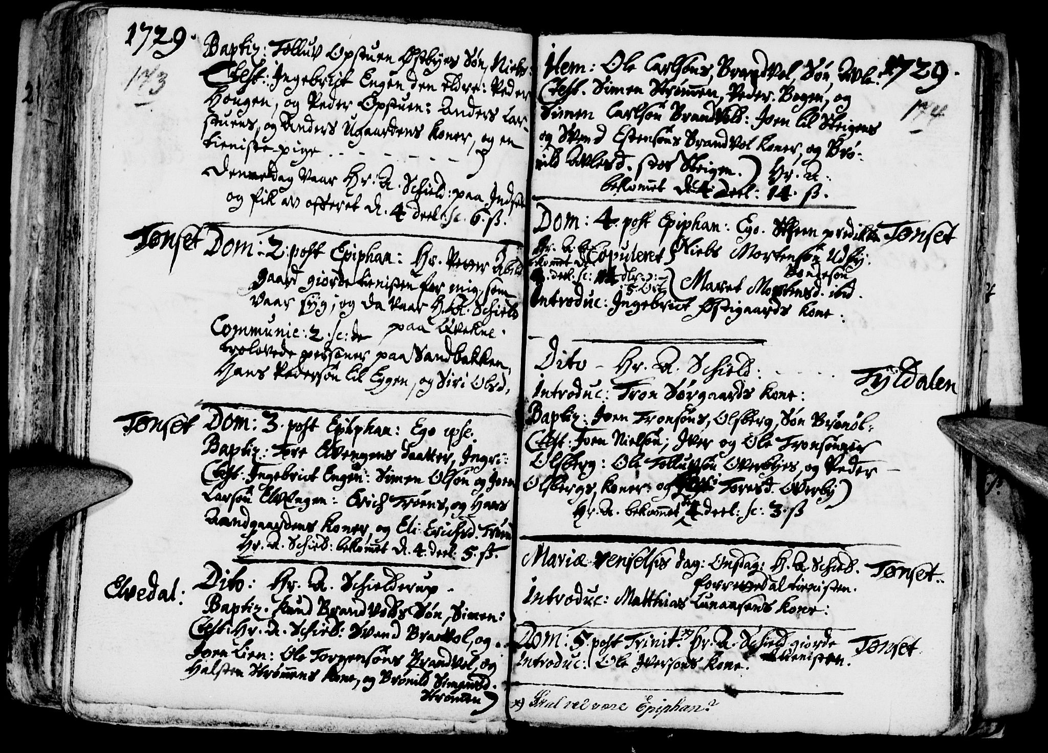 Tynset prestekontor, SAH/PREST-058/H/Ha/Haa/L0001: Parish register (official) no. 1, 1722-1732, p. 173-174