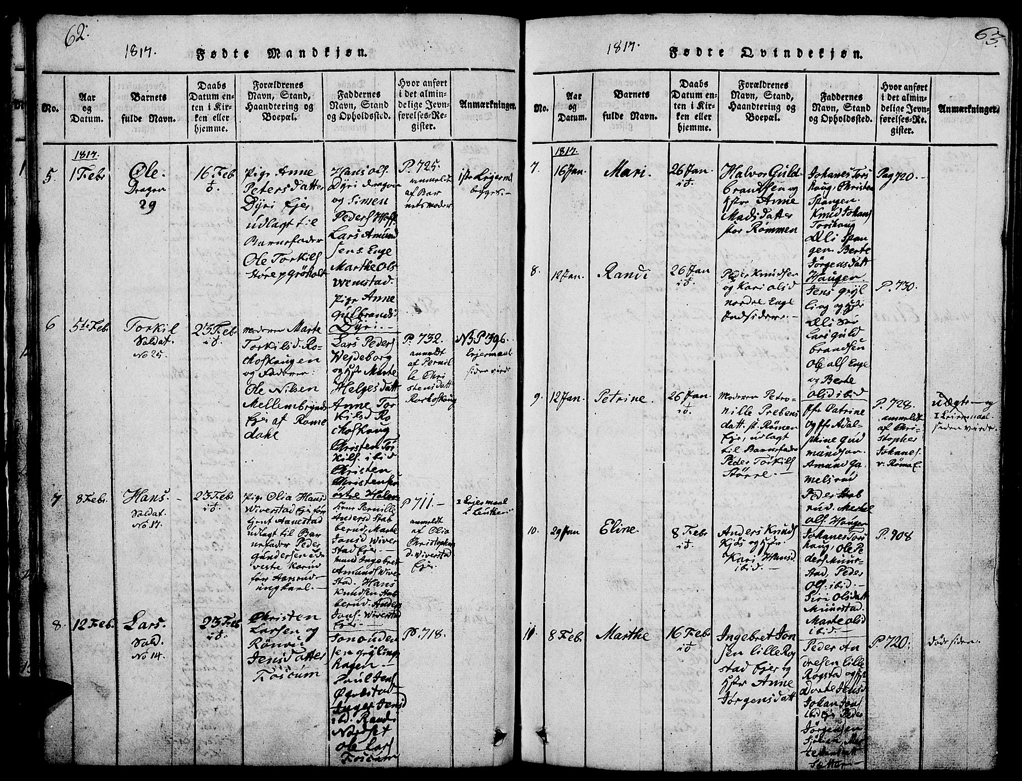 Løten prestekontor, AV/SAH-PREST-022/L/La/L0001: Parish register (copy) no. 1, 1812-1832, p. 62-63