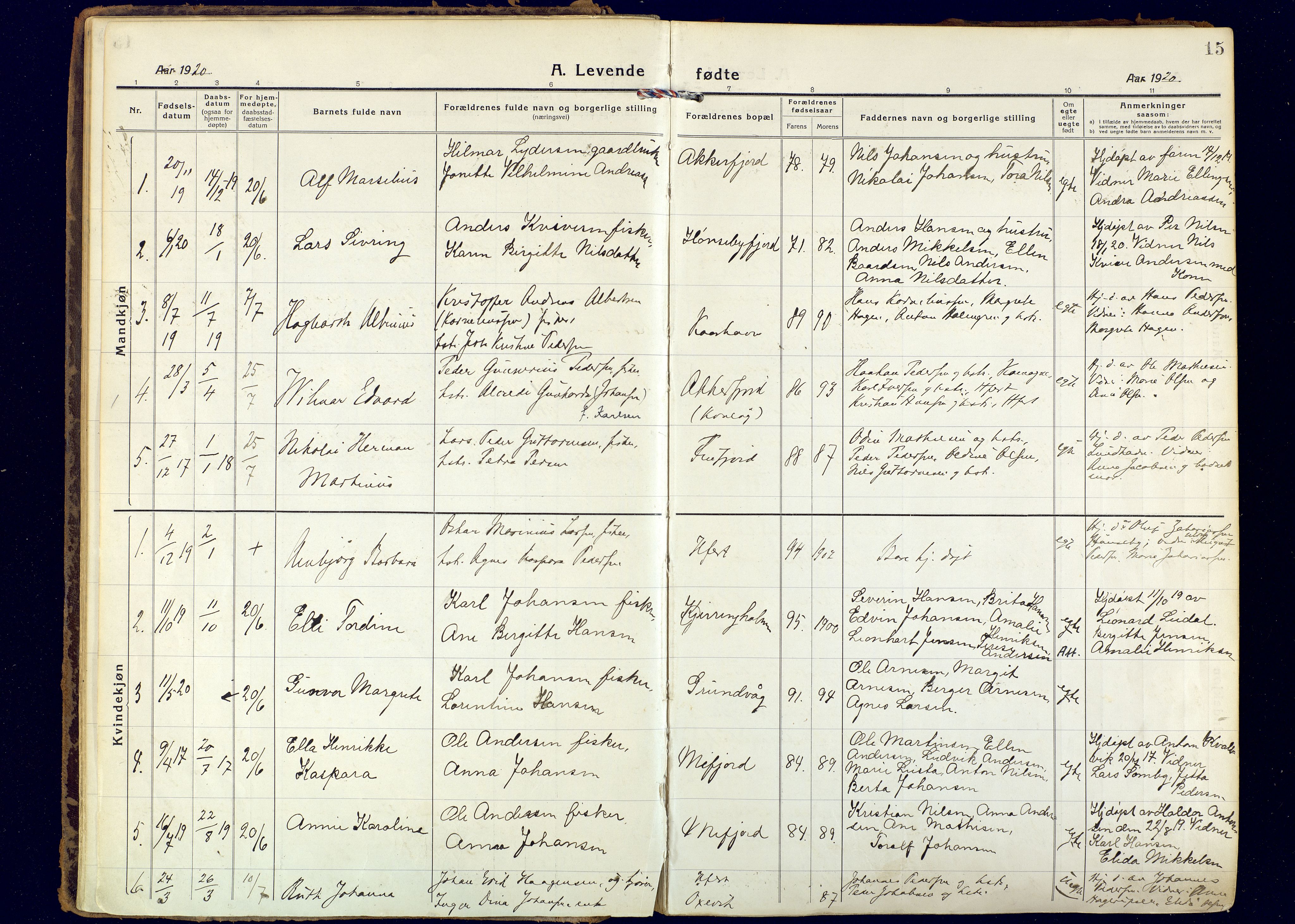 Hammerfest sokneprestkontor, SATØ/S-1347: Parish register (official) no. 18, 1918-1933, p. 15