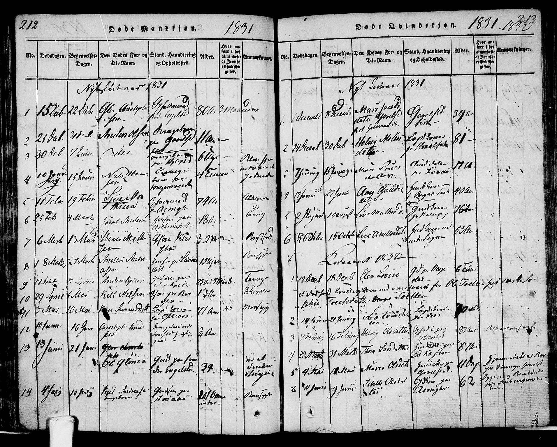Lardal kirkebøker, SAKO/A-350/F/Fa/L0005: Parish register (official) no. I 5, 1814-1835, p. 212-213