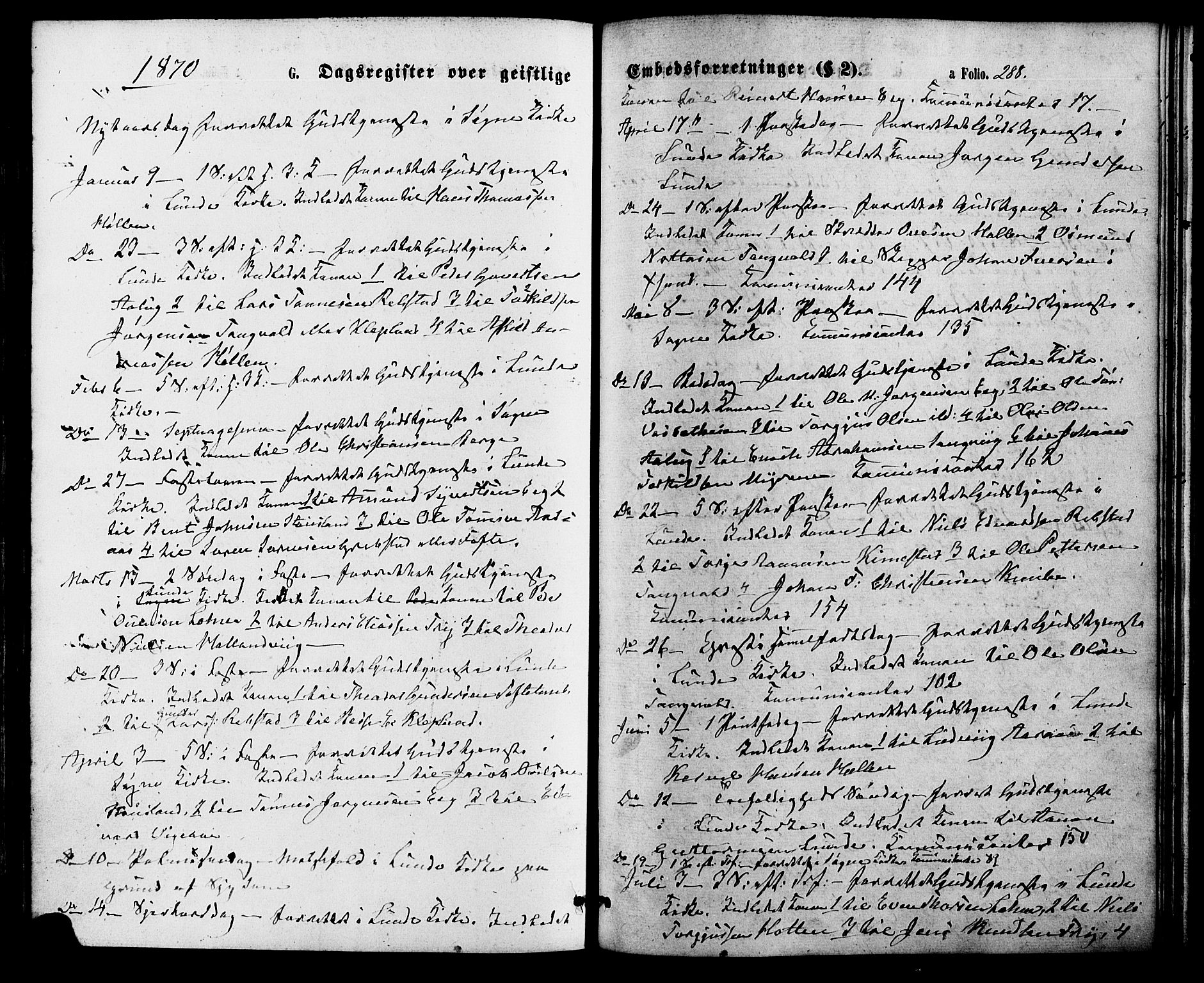 Søgne sokneprestkontor, SAK/1111-0037/F/Fa/Fab/L0011: Parish register (official) no. A 11, 1869-1879, p. 288