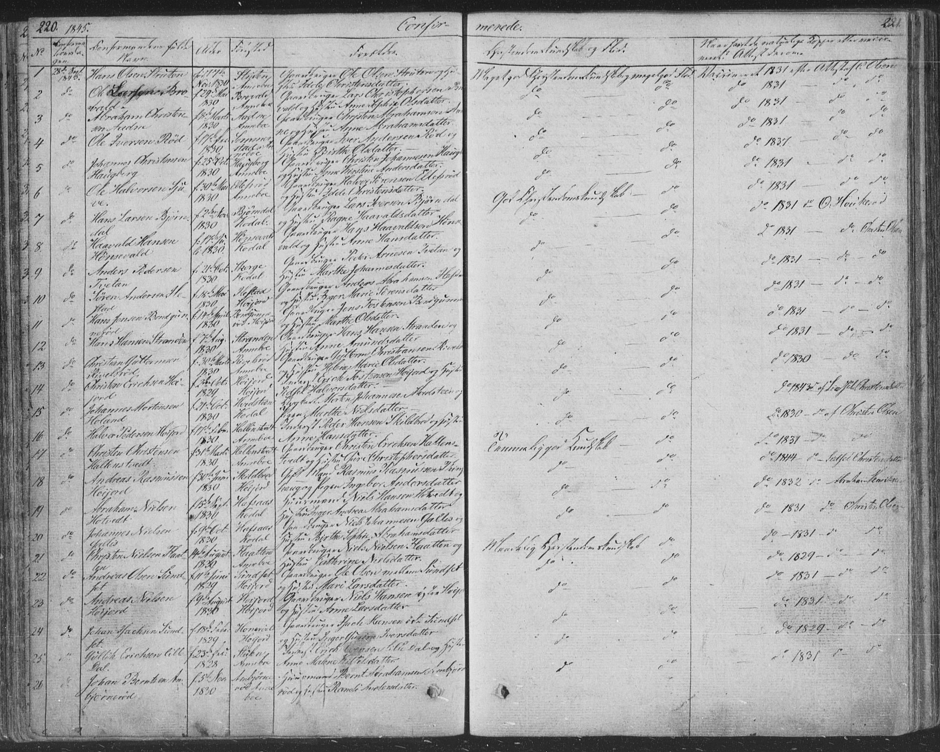 Andebu kirkebøker, SAKO/A-336/F/Fa/L0004: Parish register (official) no. 4, 1829-1856, p. 220-221