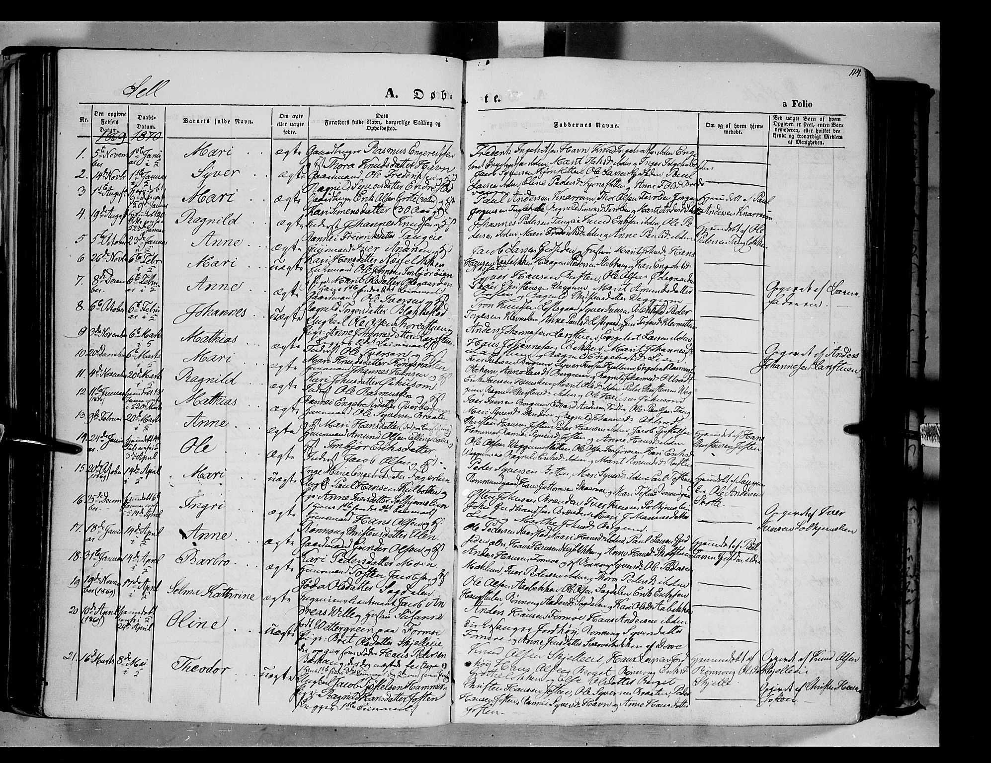 Vågå prestekontor, SAH/PREST-076/H/Ha/Haa/L0006: Parish register (official) no. 6 /3, 1857-1872, p. 114