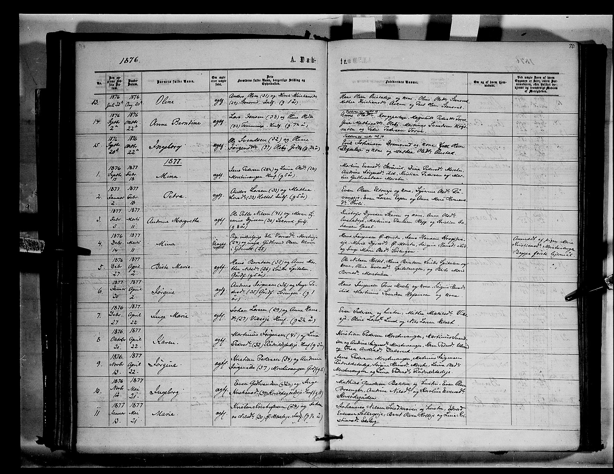 Stange prestekontor, SAH/PREST-002/K/L0014: Parish register (official) no. 14, 1862-1879, p. 70