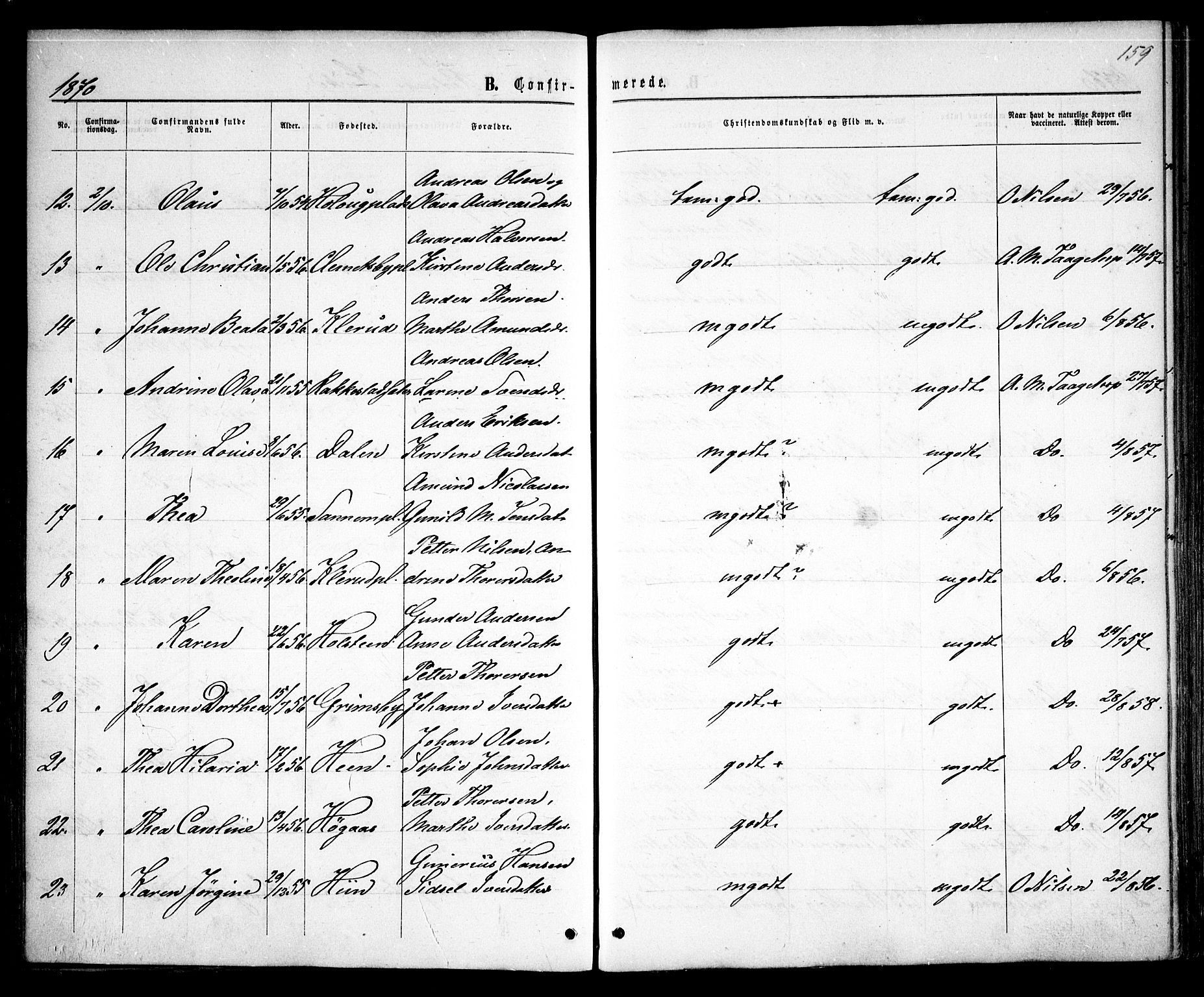 Rødenes prestekontor Kirkebøker, AV/SAO-A-2005/F/Fa/L0008: Parish register (official) no. I 8, 1869-1879, p. 159