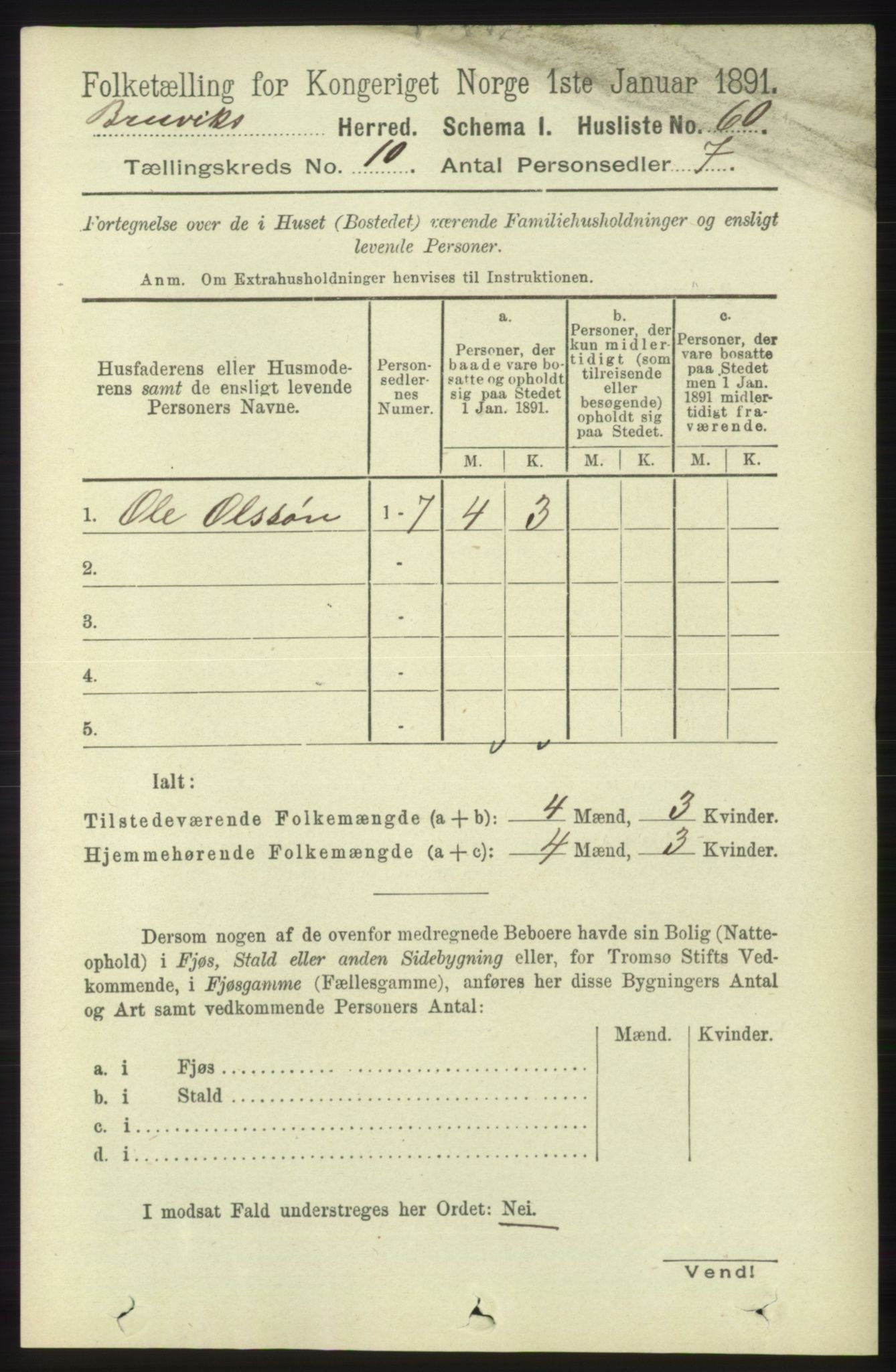 RA, 1891 census for 1251 Bruvik, 1891, p. 3648