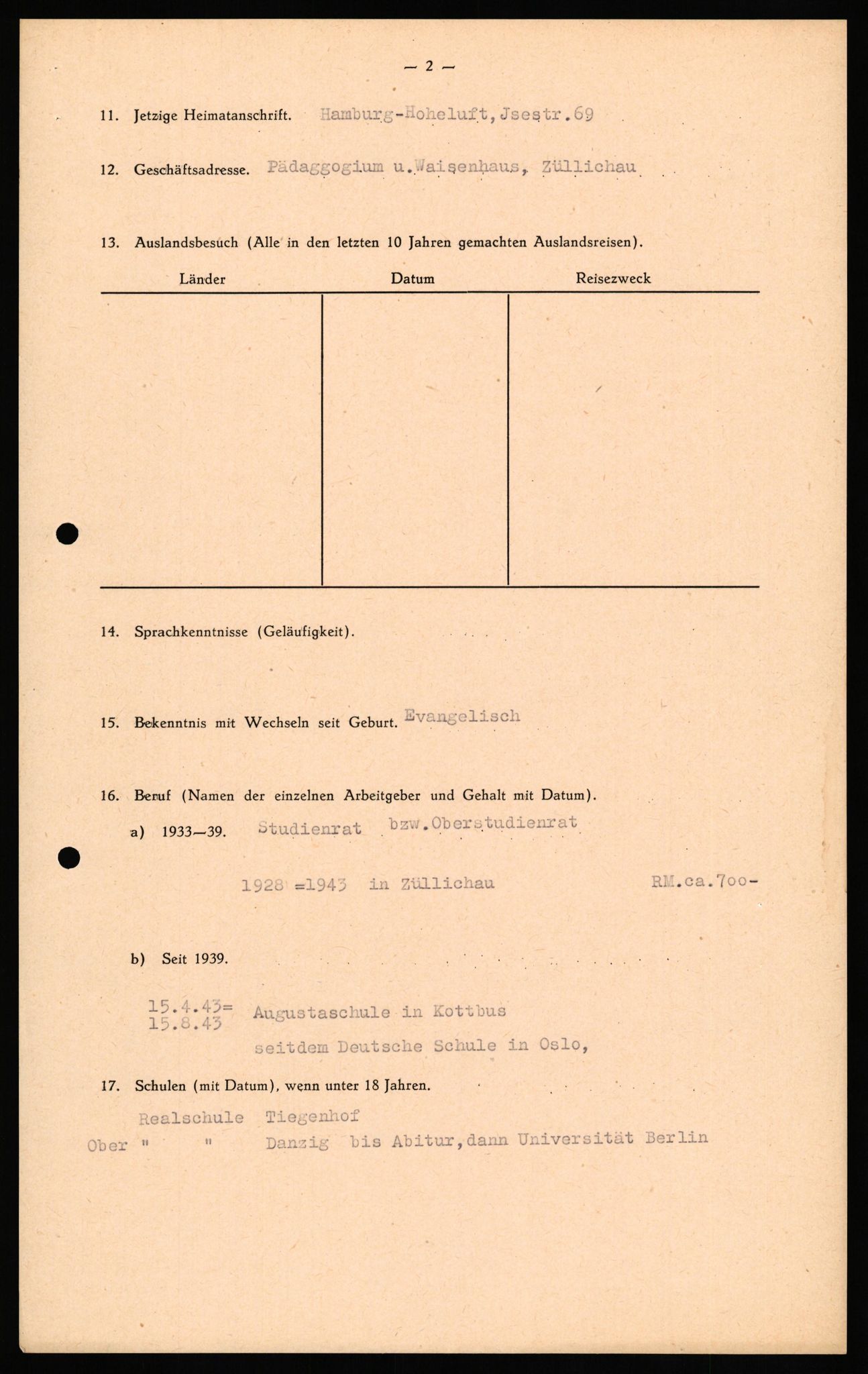 Forsvaret, Forsvarets overkommando II, AV/RA-RAFA-3915/D/Db/L0033: CI Questionaires. Tyske okkupasjonsstyrker i Norge. Tyskere., 1945-1946, p. 89