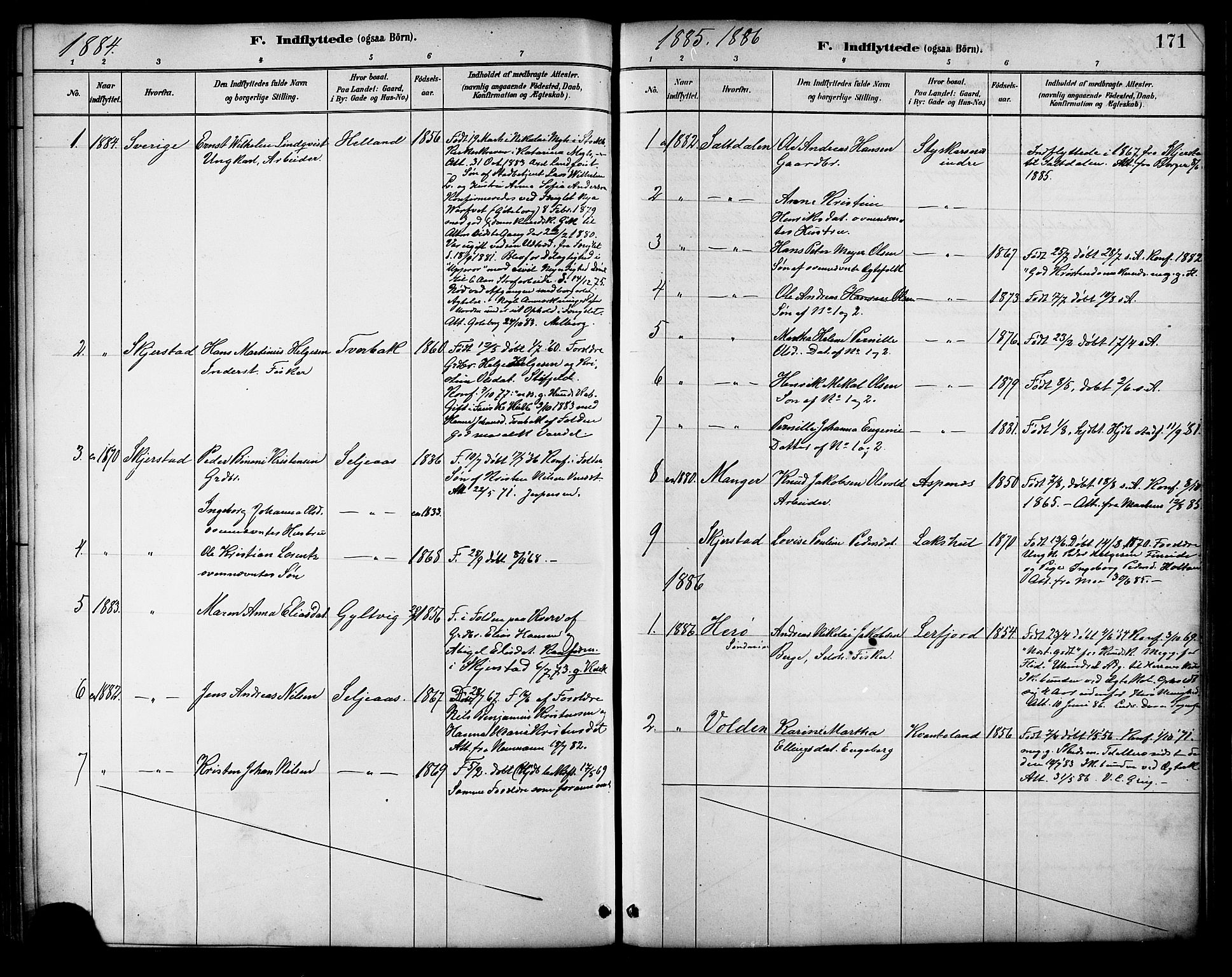 Ministerialprotokoller, klokkerbøker og fødselsregistre - Nordland, SAT/A-1459/854/L0777: Parish register (official) no. 854A01 /1, 1883-1891, p. 171