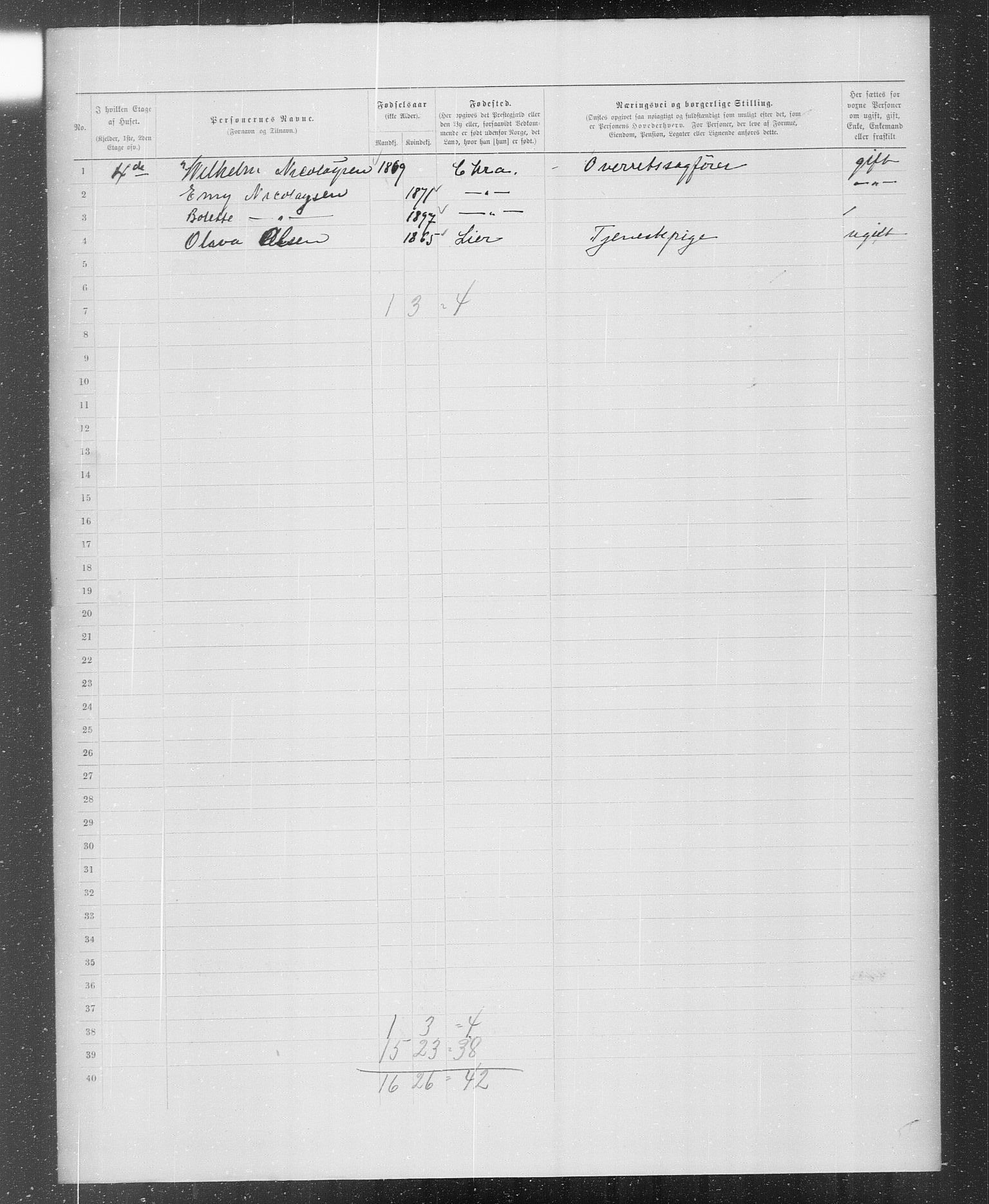 OBA, Municipal Census 1899 for Kristiania, 1899, p. 1555