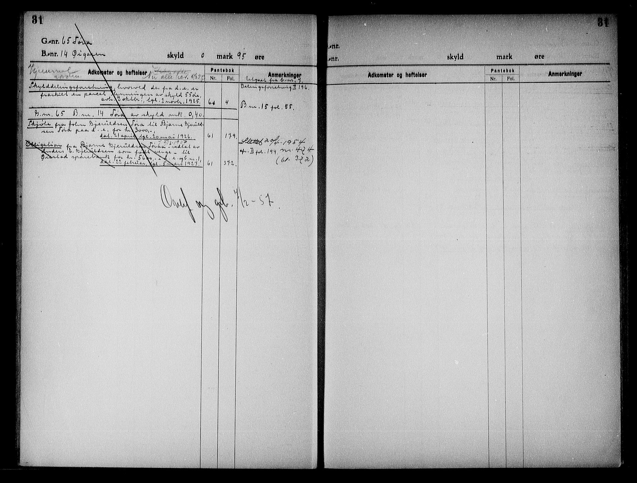 Vestre Nedenes/Sand sorenskriveri, SAK/1221-0010/G/Ga/L0023: Mortgage register no. 16, 1923-1957, p. 31